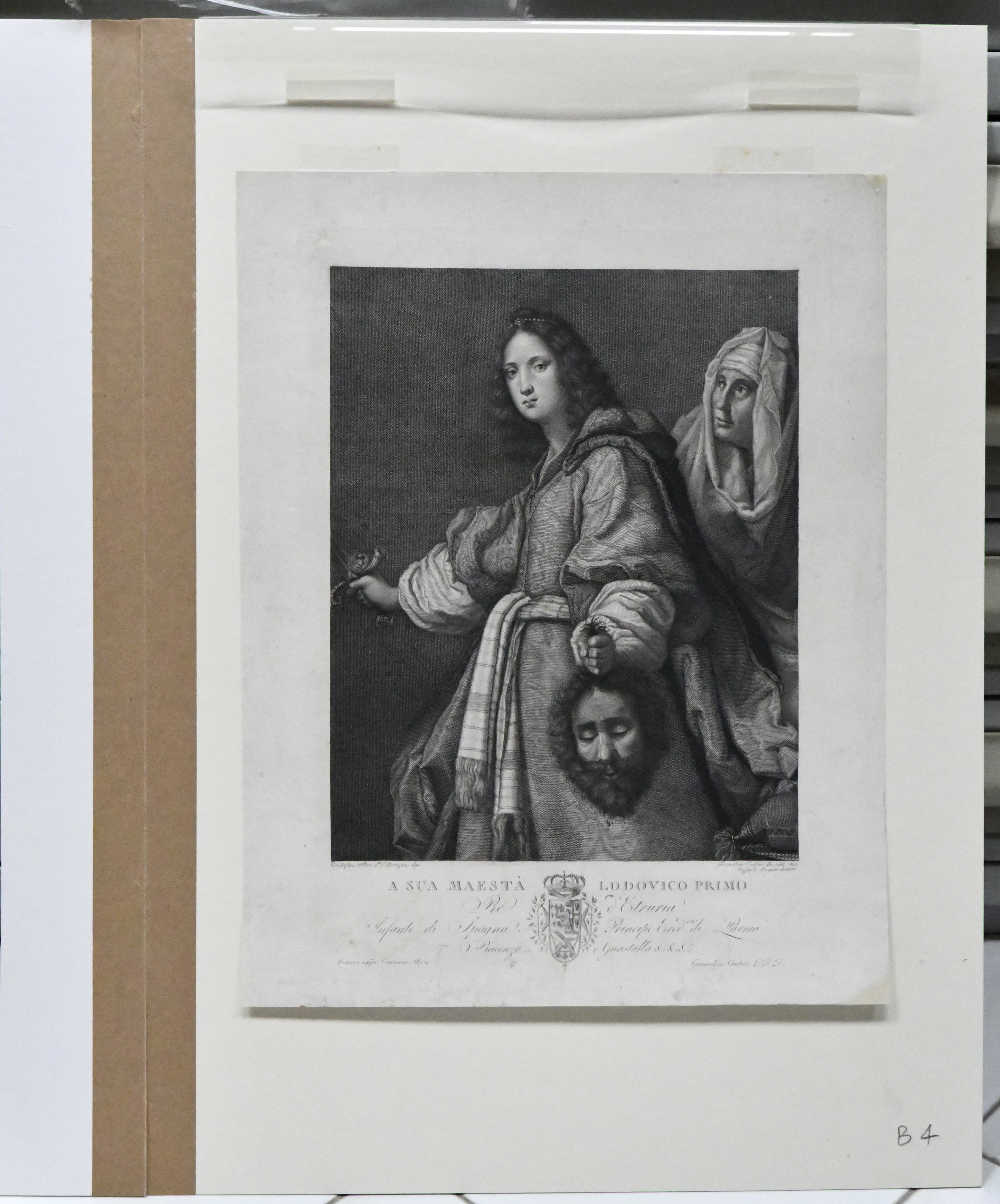 Giuditta con la testa di Oloferne (stampa) di Contini Gioacchino, Allori Cristofano detto Bronzino, Morghen Raffaello, Moro Giacomo (XIX)