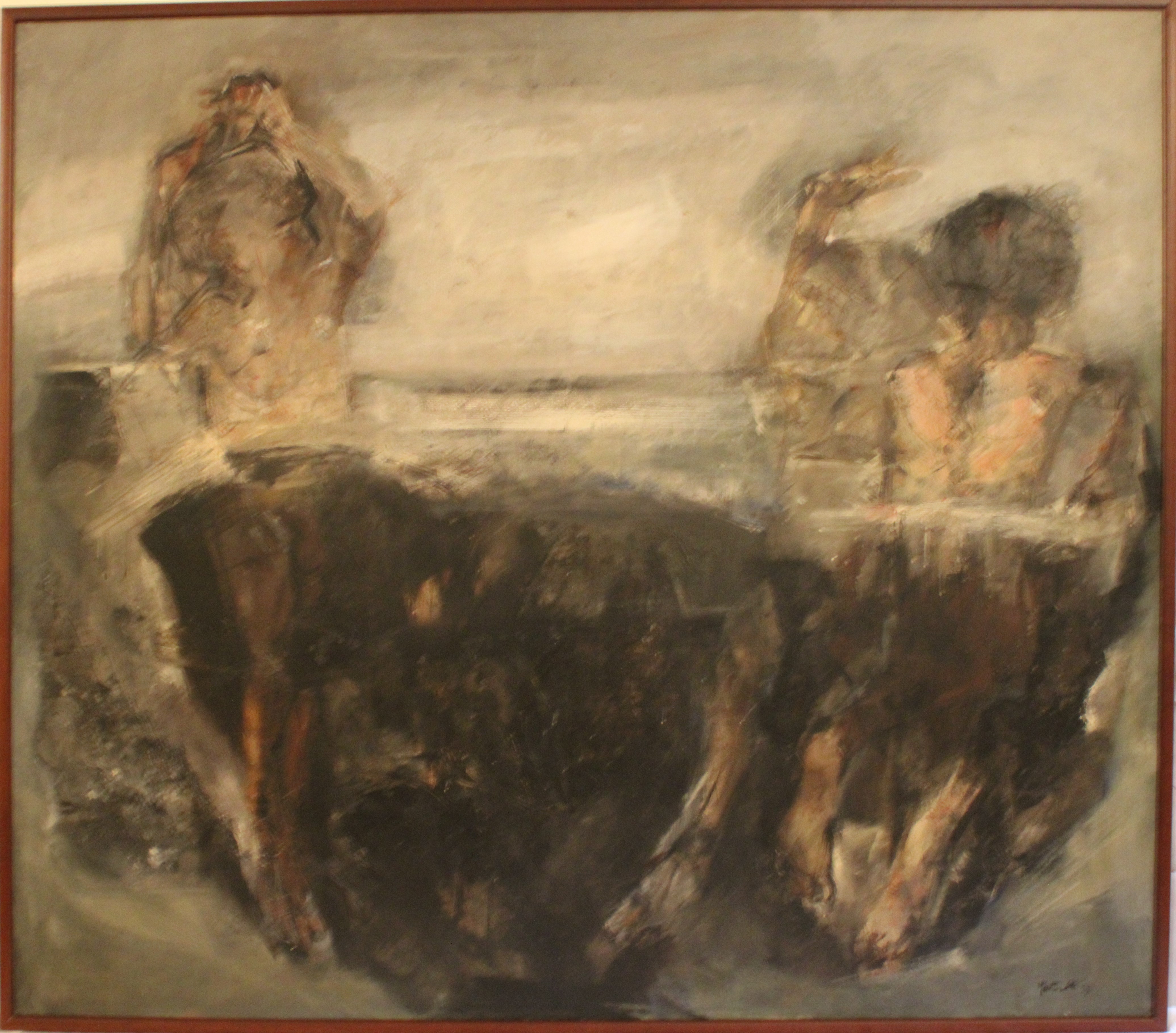 Ragazzi nell'acqua, soggetto astratto (dipinto) di Martinelli Giuseppe (XX)