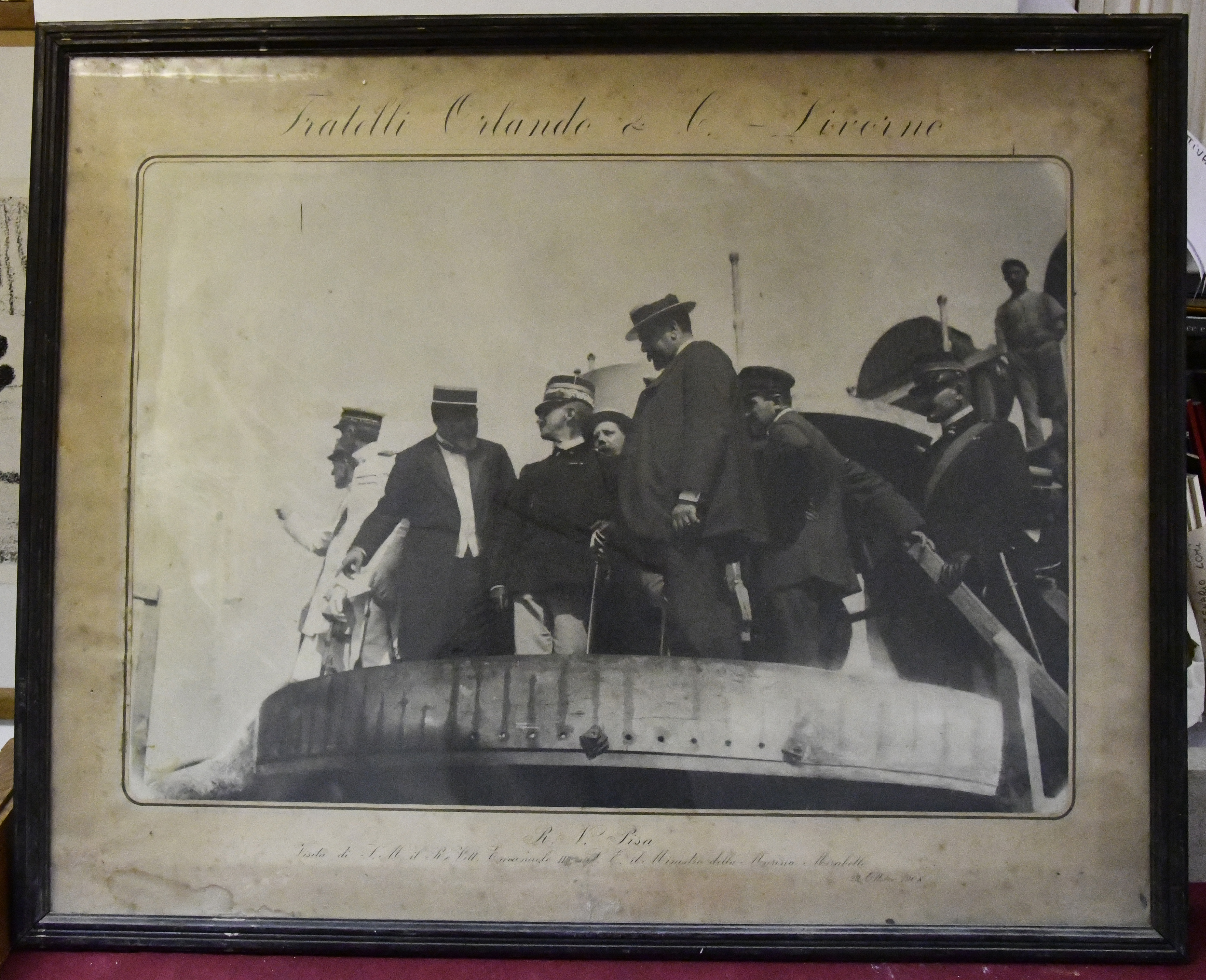 Livorno - Visita di re Vittorio Emanuele III ai Cantieri Orlando (positivo) di anonimo (attr) (XX)