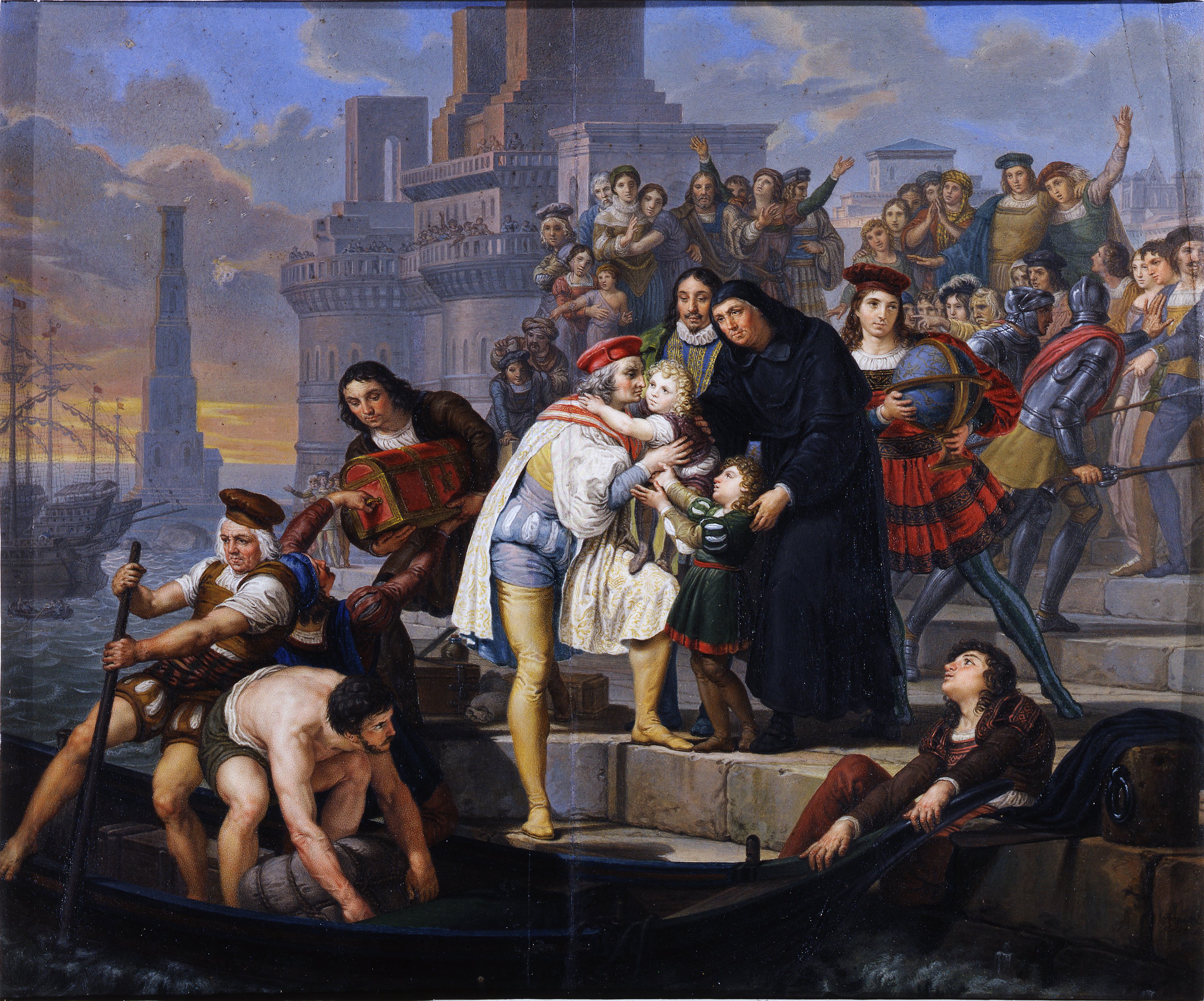 Imbarco di Cristoforo Colombo (dipinto) di Bagatti Valsecchi Pietro (XIX)