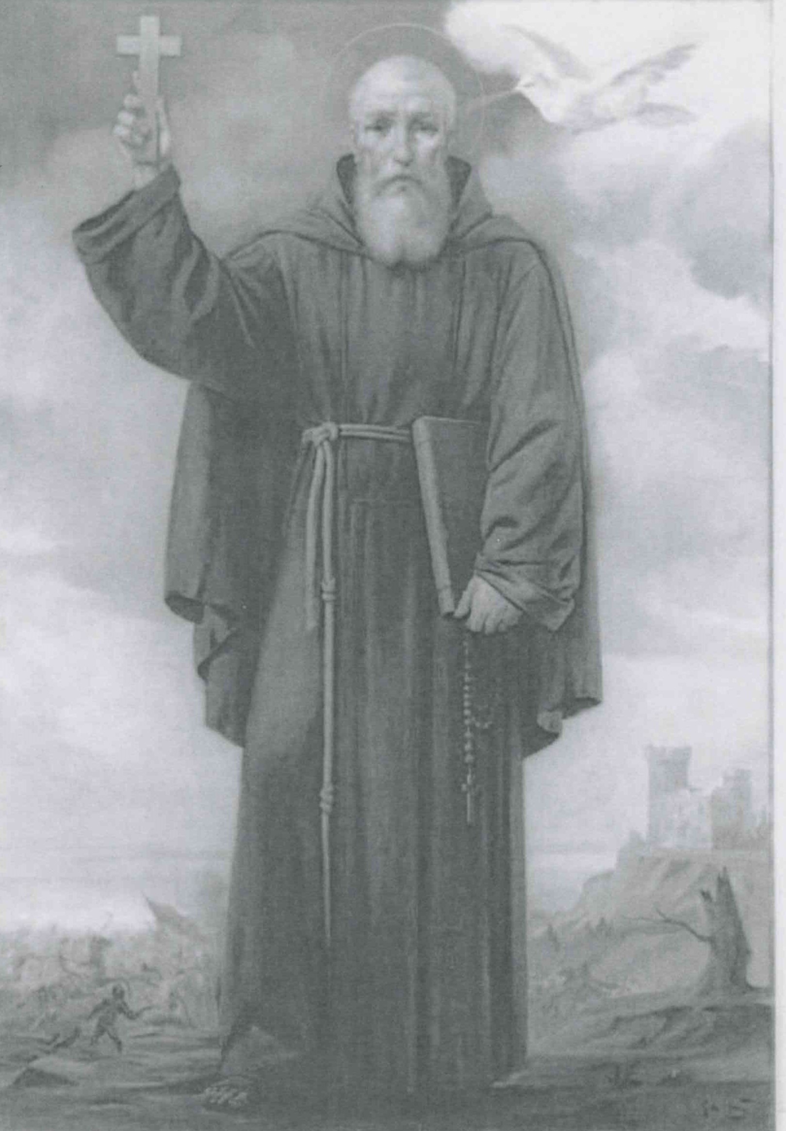 San Lorenzo da Brindisi sui campi di battaglia (dipinto) di Posì P. G - ambito Italia settentrionale (XX)