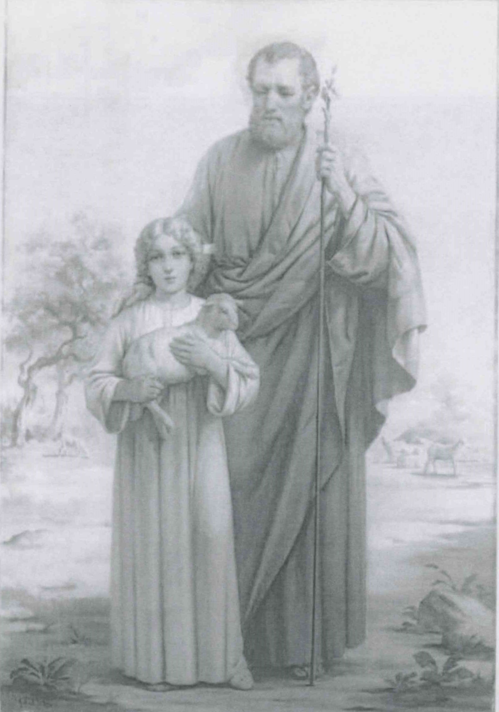 San Giuseppe con Gesù fanciullo (dipinto) di Posì P. G - ambito Italia settentrionale (XX)