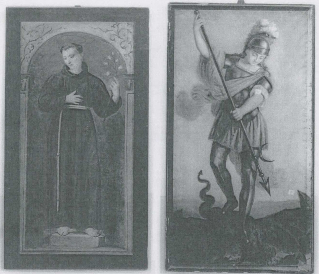 Sant'Antonio di Padova - San Giorgio (anta) di Celestino, frate cappuccino (attribuito) - ambito Italia settentrionale (XIX)