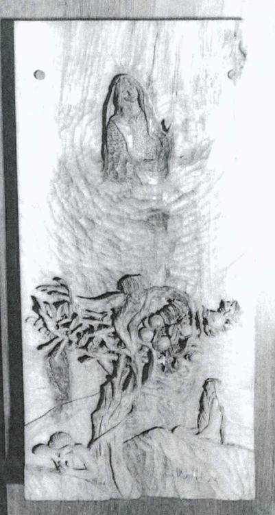 Dio Padre - Madonna - Adamo ed Eva - Albero del bene e del male (rilievo) di Carletta (laboratorio) - ambito Italia settentrionale (terzo quarto XX)