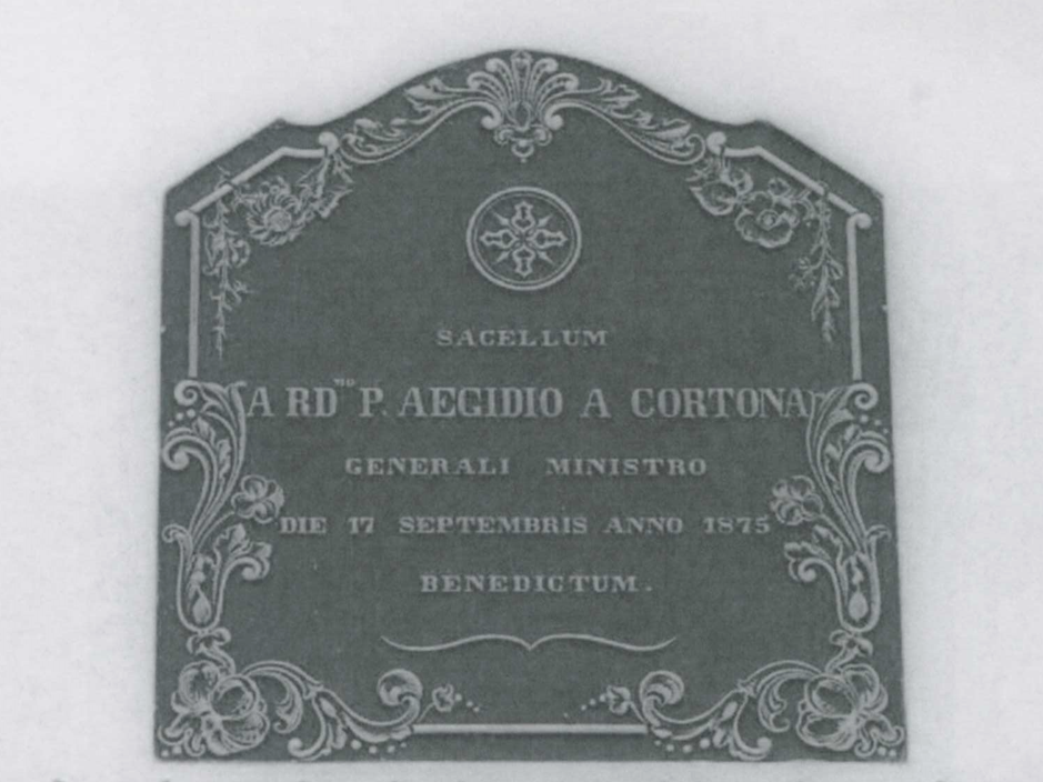 Ricordo della benedizione della cappella (lapide) di Ignoto (bottega) - ambito Italia settentrionale (XIX)
