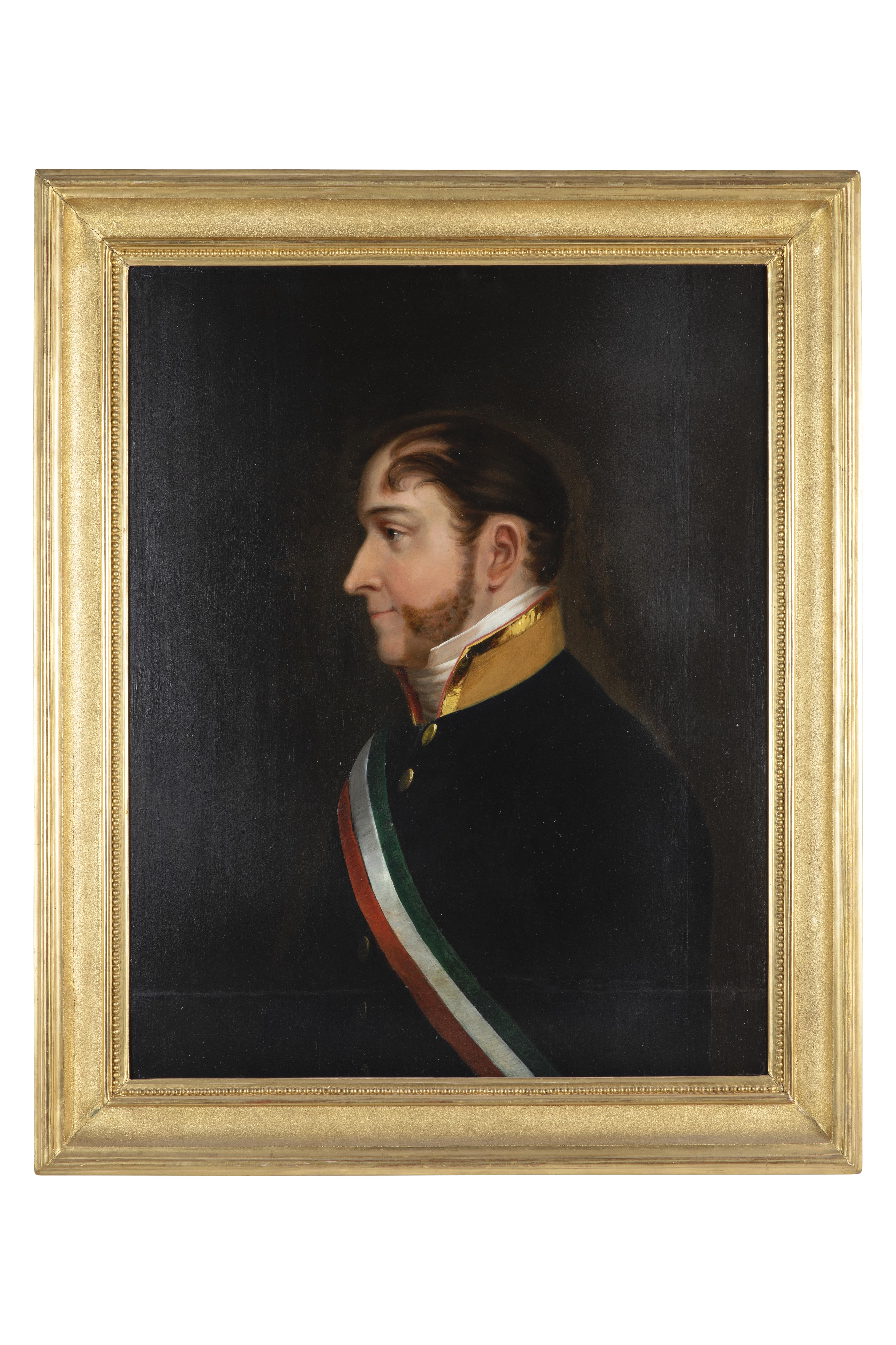 Ritratto maschile in uniforme, Ritratto d'uomo con fascia tricolore (dipinto, opera isolata) di Anonimo (metà XIX)