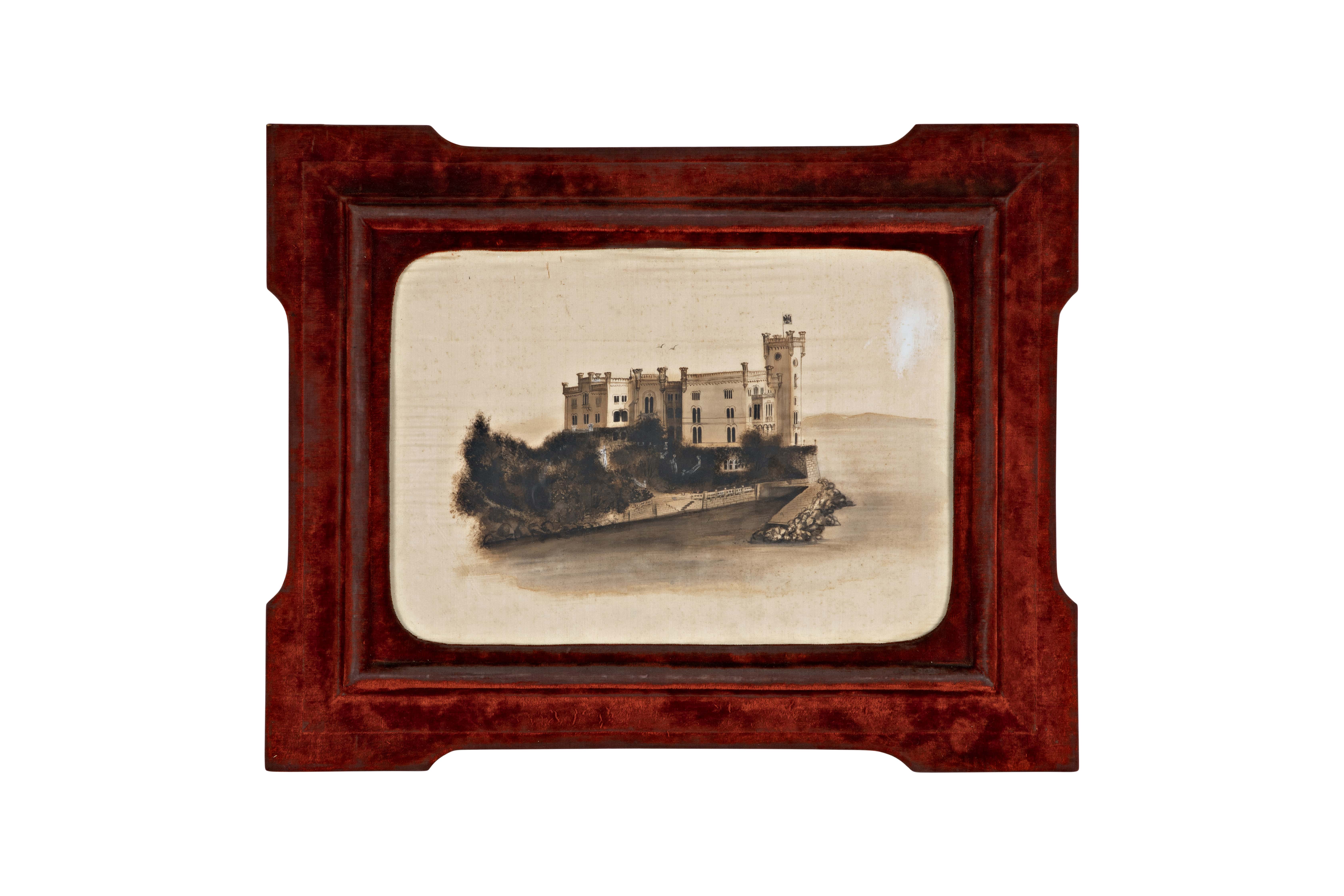 Veduta del castello di Miramare, Castello di Miramare (dipinto, opera isolata) di Anonimo (metà/ inizio XIX-XX)