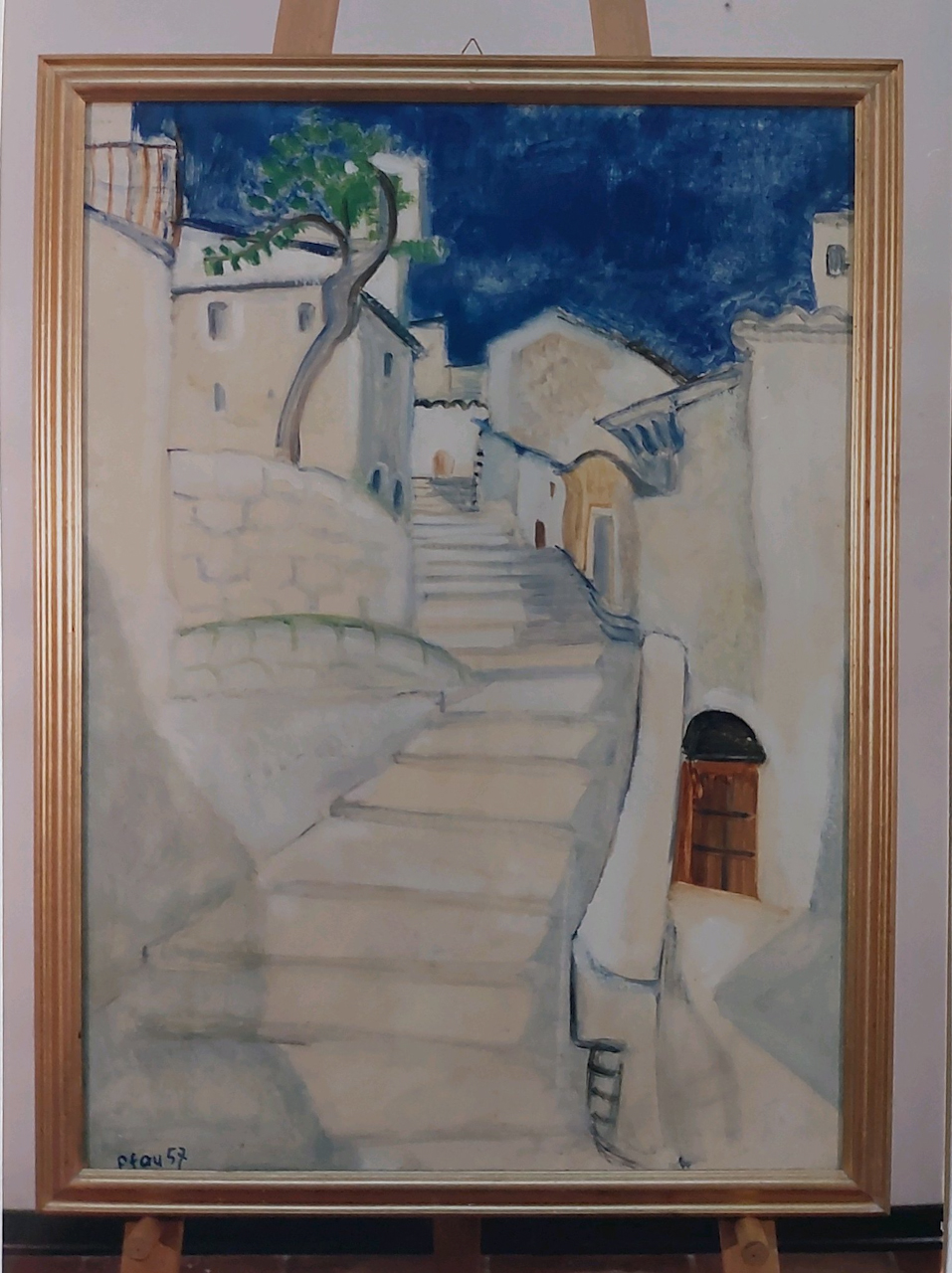 Scurcola Marsicana, veduta di paese (dipinto) di Pfau Sigfrido (XX)