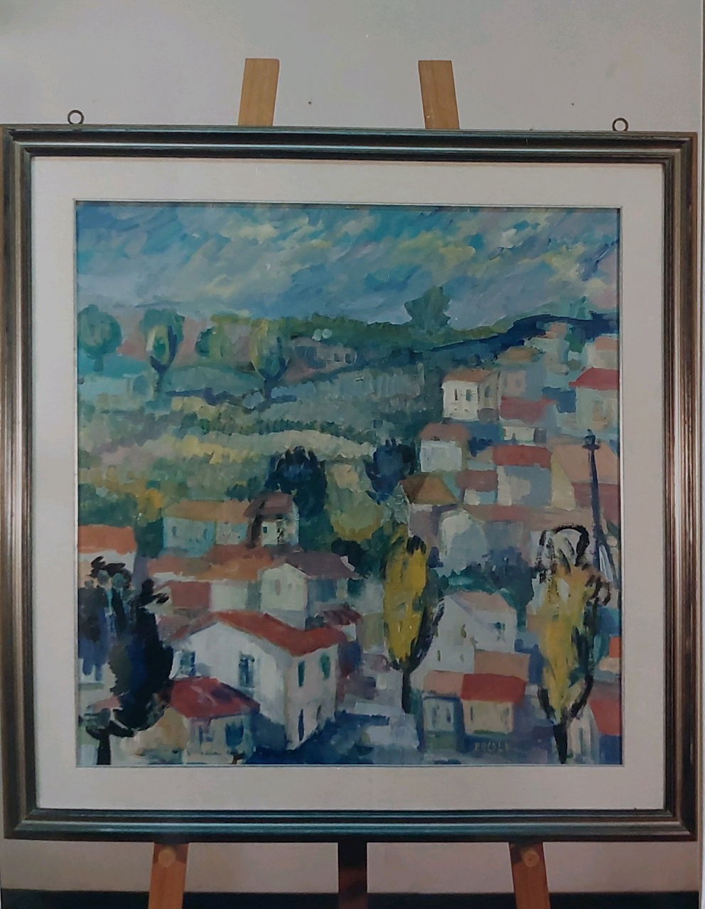 Pescocanale, paesaggio con case (dipinto) di Ercole Marcello (XX)