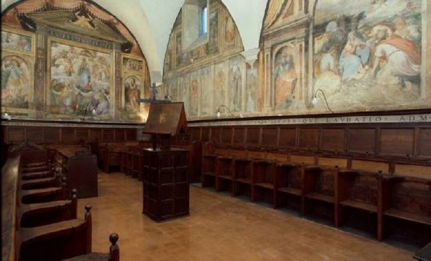 coro, coro (stallo del coro, insieme) - ambito abruzzese (inizio XVI)