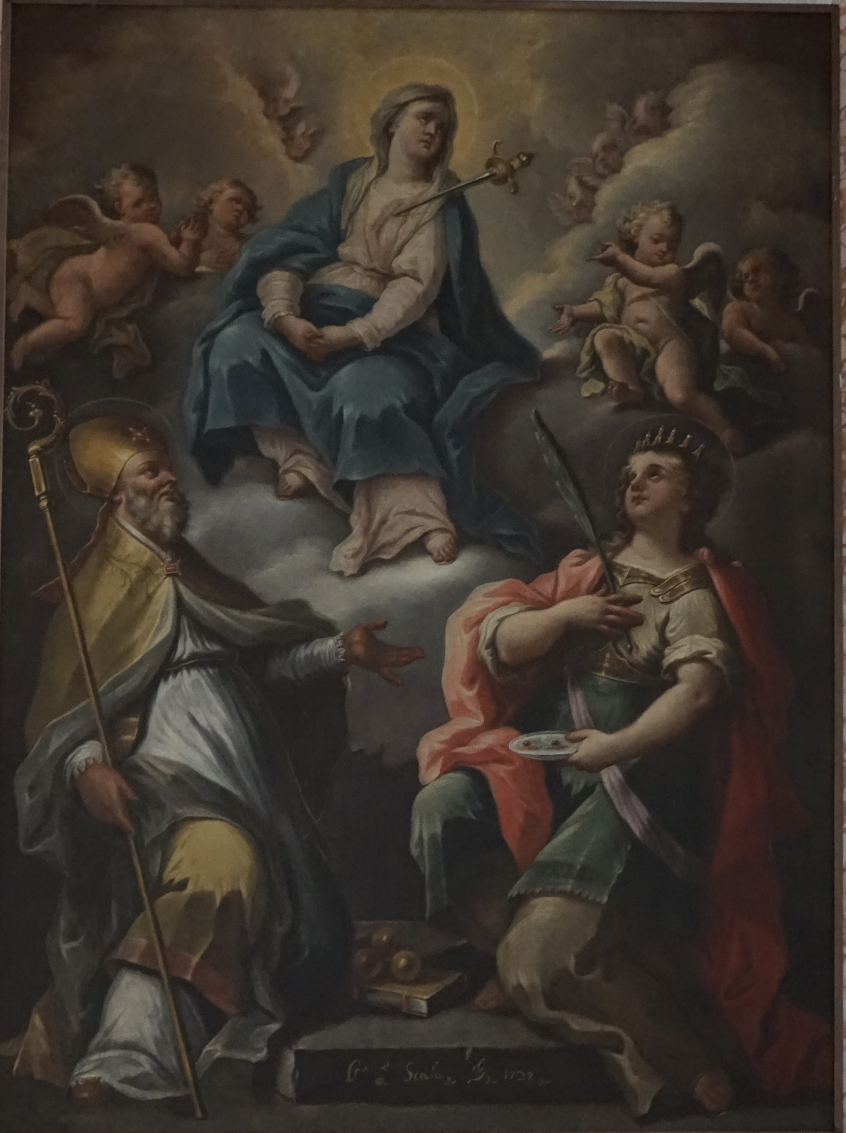 Addolorata con santa Lucia e san Nicola (dipinto) di Scala, Giuseppe - produzione napoletana (anni venti XVIII)