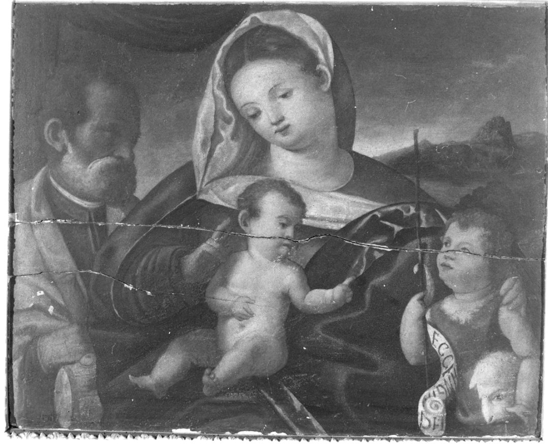 Sacra Famiglia e San Giovannino (dipinto, opera isolata) - ambito veneto (metà sec. XVI)