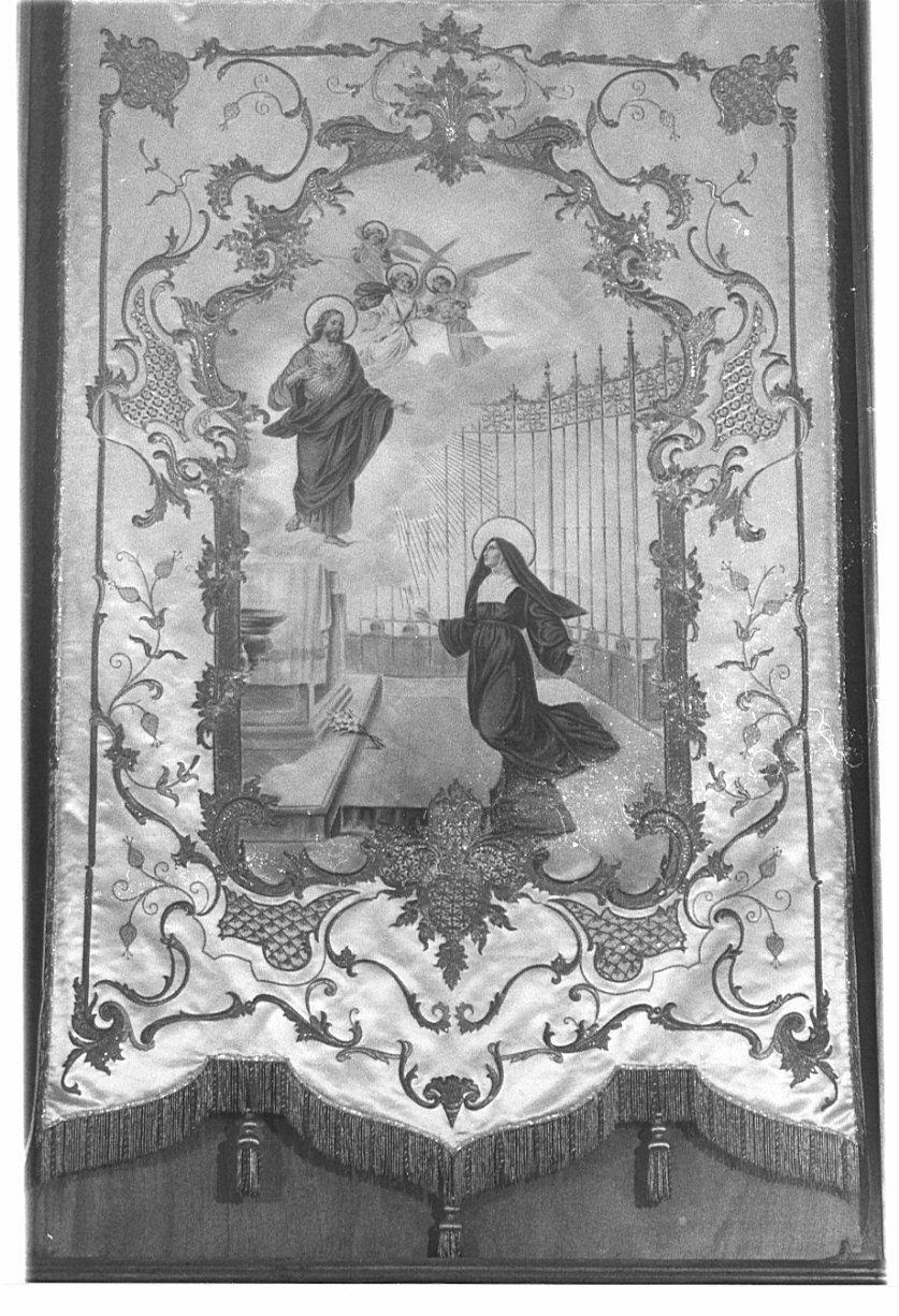 Apparizione di Cristo a Santa Margherita Maria Alacoque (stendardo processionale, opera isolata) - manifattura lombarda (sec. XX)