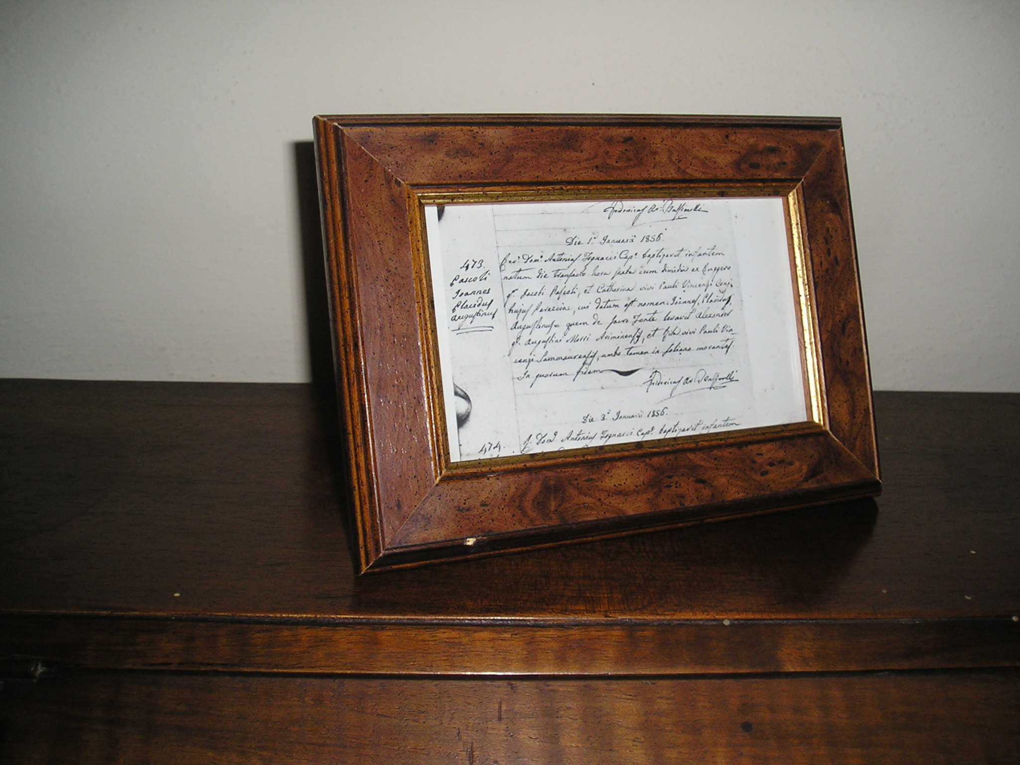 Pascoli, Giovanni - atto di battesimo (unicum) di Anonimo (prima metà XX)