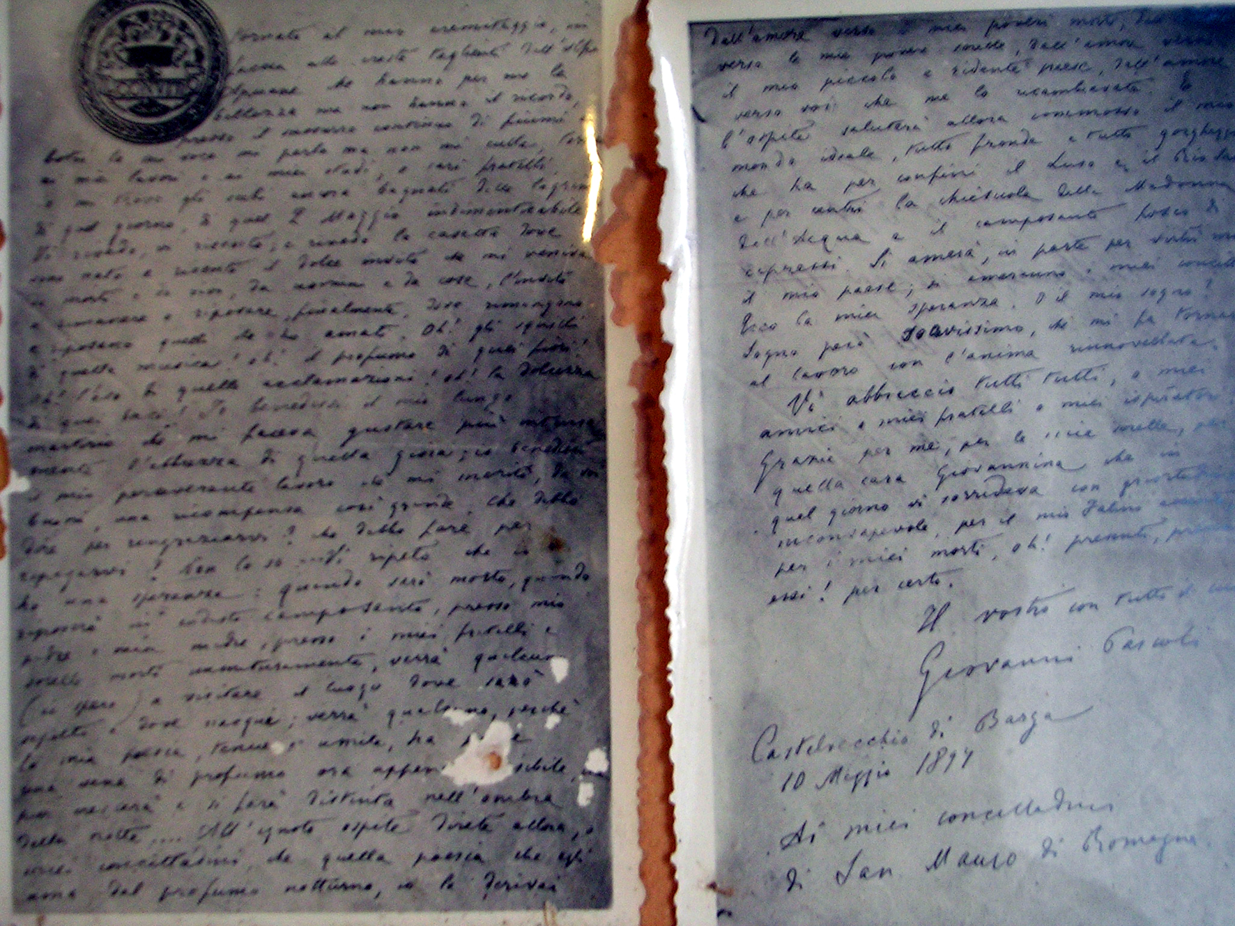 Pascoli, Giovanni - lettere (unicum) di Anonimo (prima metà XX)