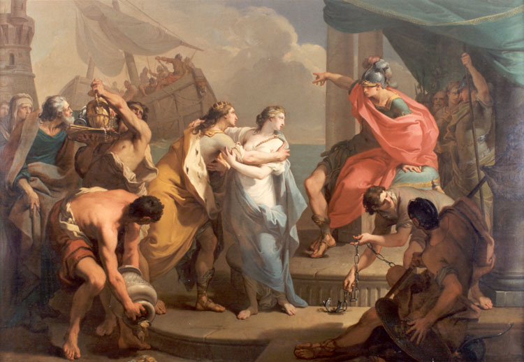 Continenza di Scipione, Scipione l'Africano restituisce una prigioniera al promesso sposo (dipinto, opera isolata) di Gandolfi Gaetano (XVIII)