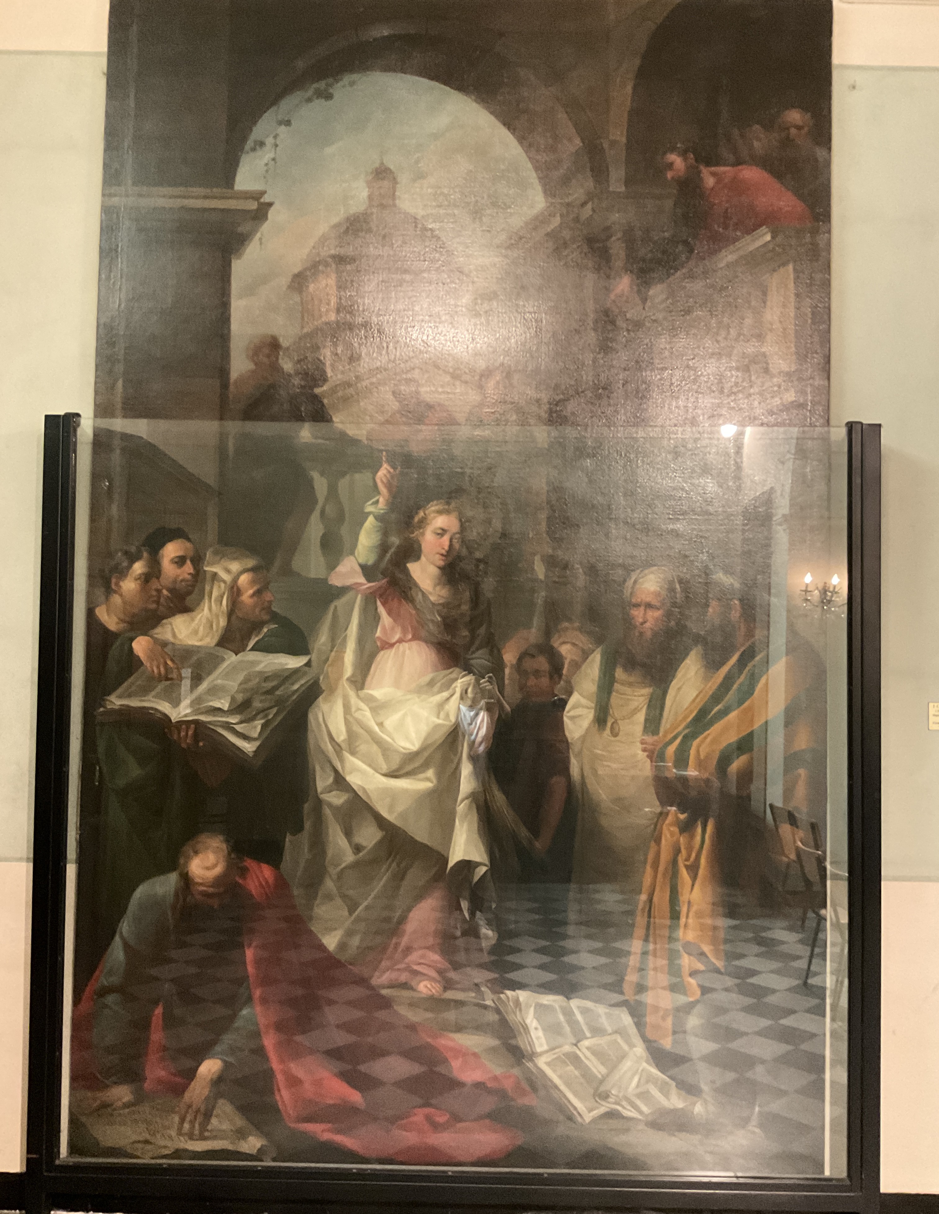 disputa di Santa Caterina d'Alessandria con i filosofi (dipinto, serie) di Ratti Carlo Giuseppe (seconda metà XVIII)