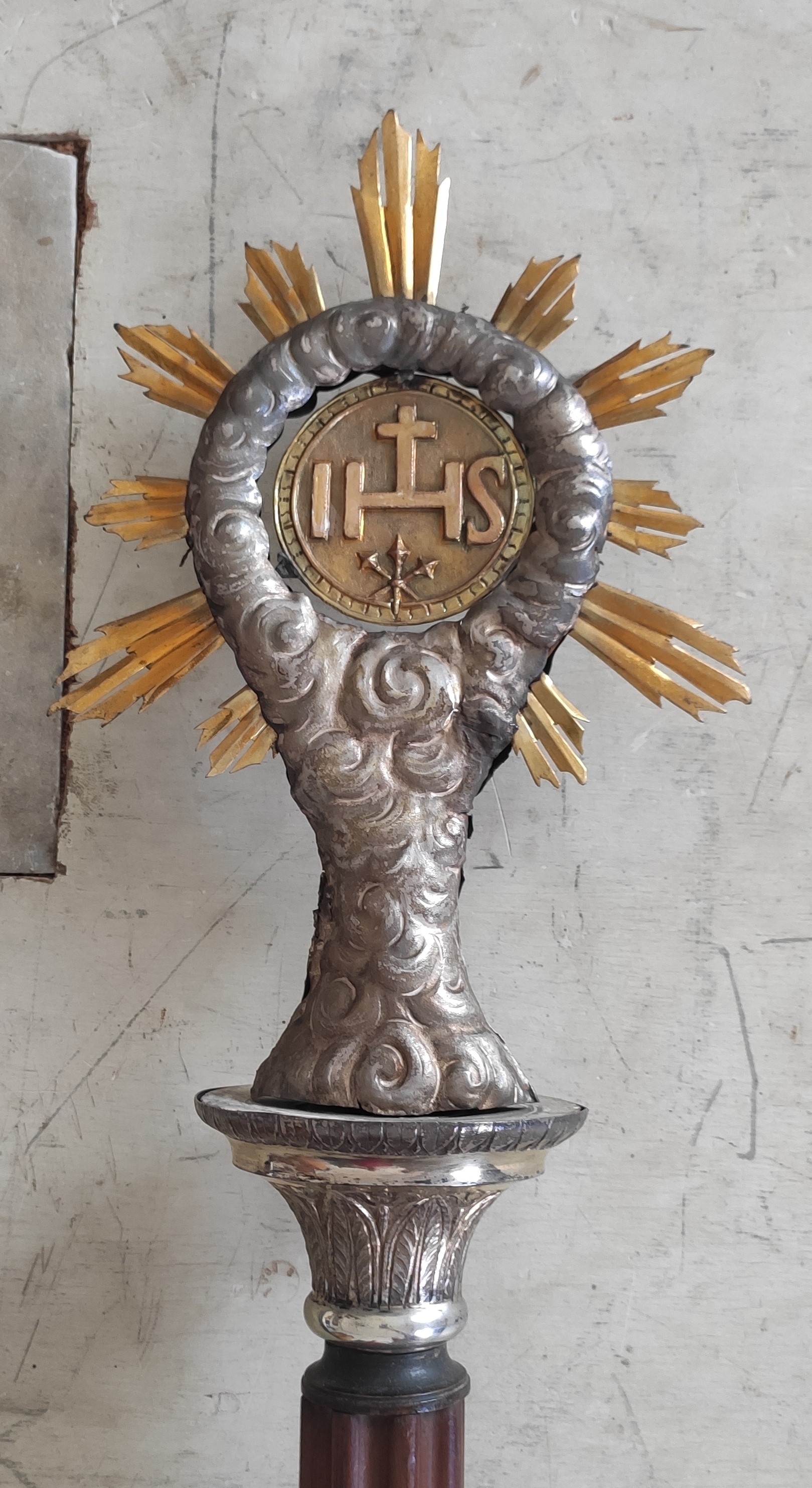 Ostensorio (mazza processionale, opera isolata) - bottega ligure (secondo quarto XIX)