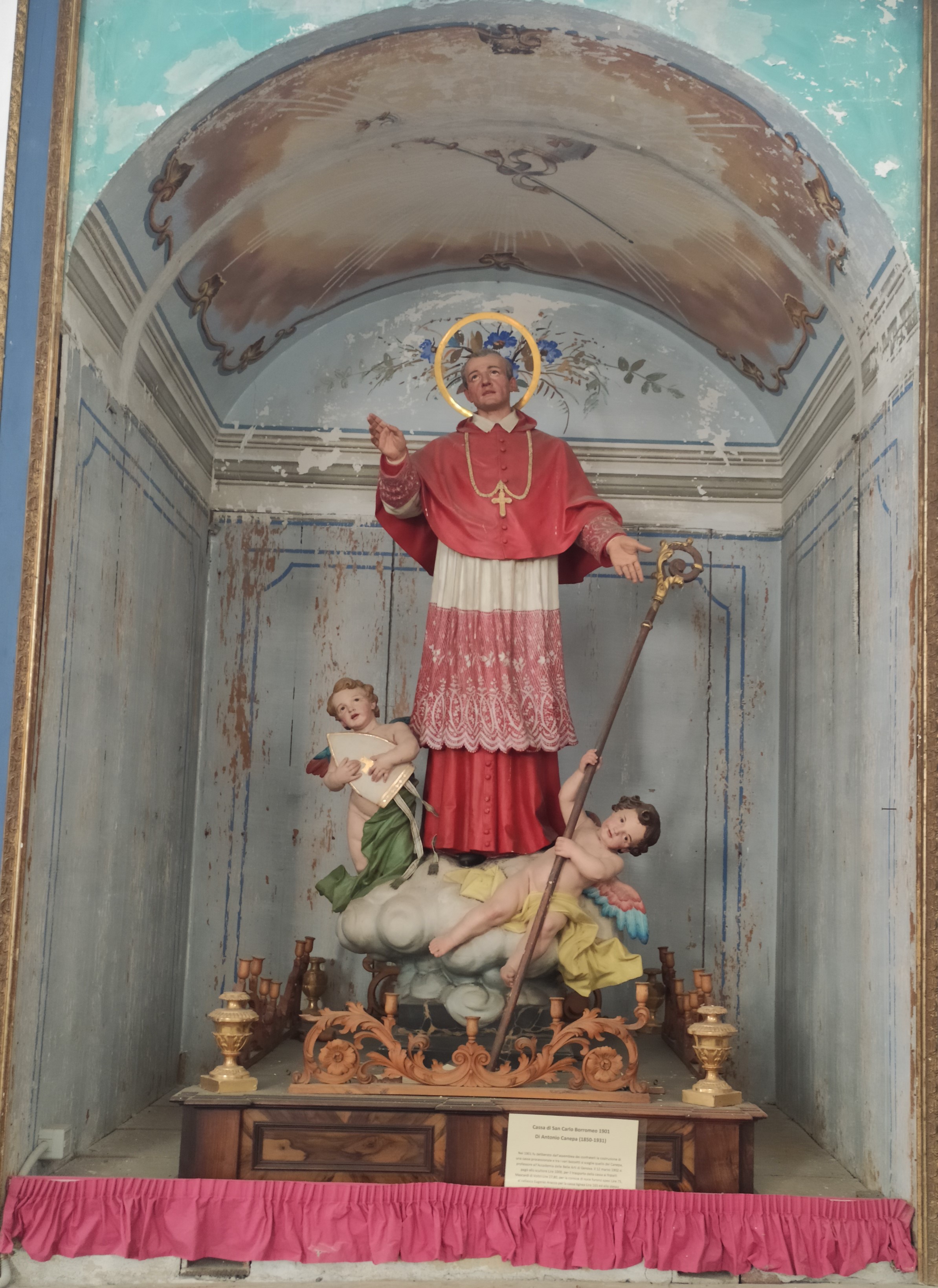 S. Carlo Borromeo, San Carlo Borromeo (gruppo scultoreo processionale, opera isolata) di Canepa Antonio (inizio XX)