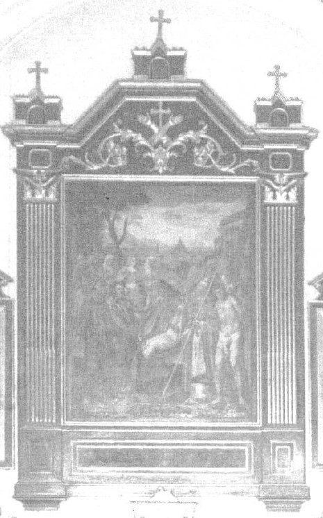 Stemma dell'Ordine francescano tra volute (ancona, elemento d'insieme) - ambito lombardo (XIX)