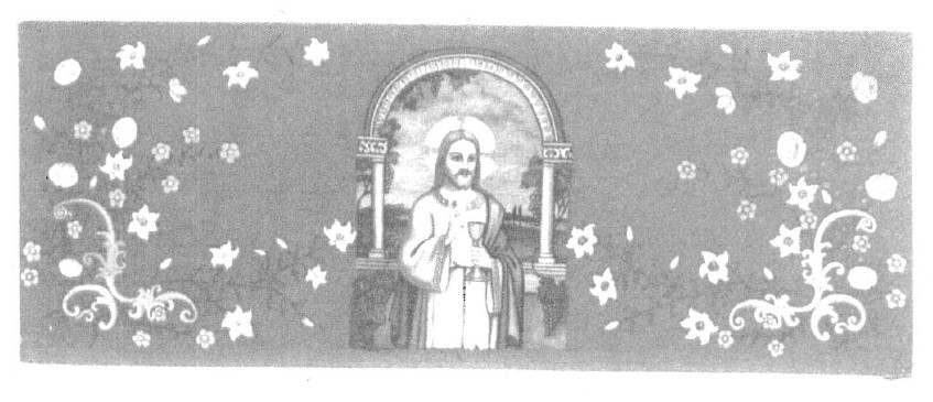 Decorazione floreale e Gesù con calice e ostia (paliotto, opera isolata) di Benzoni Pierina (attribuito) (XX)