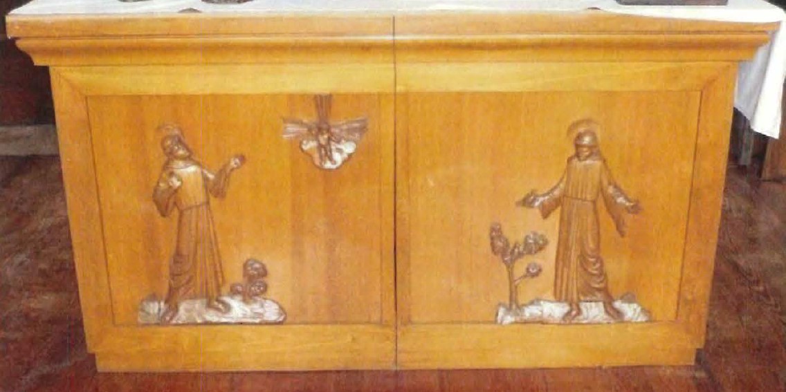 Francesco d'Assisi e Bambino e predica agli uccelli (altare - a cofano, opera isolata) di Gritti Angelo (attribuito) (XX)