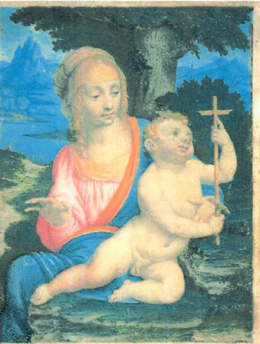 Madonna dei fusi, Madonna col Bambino (miniatura, opera isolata) di Decio Agostino (sec. XVI)