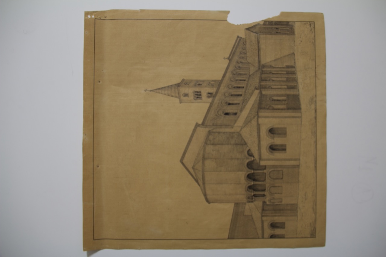 Parte absidale della basilica di San Giovanni Evangelista di Ravenna (disegno architettonico) di Ecchia Costantino (attribuito) (prima metà XX)