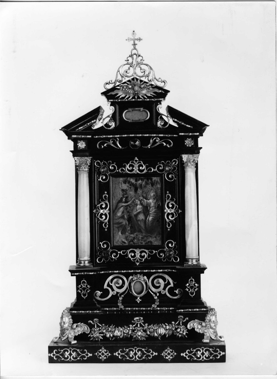 incoronazione di Maria Vergine (reliquiario architettonico - ad altarolo) - bottega fiorentina (primo quarto sec. XVII)