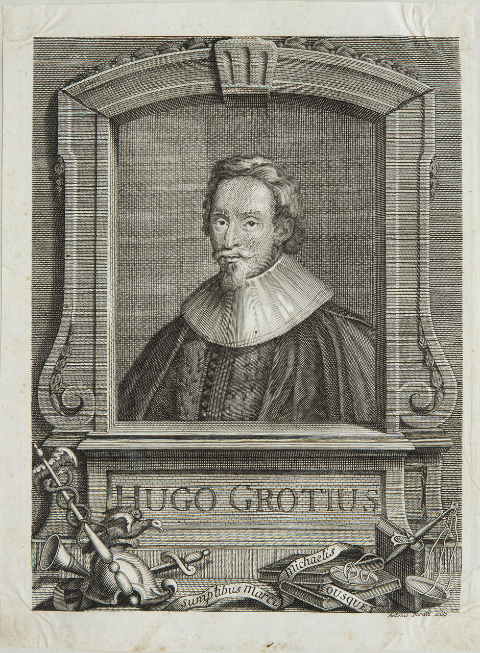 Ritratto di Ugo Grozio (stampa controfondata smarginata) di Baratti Antonio - ambito veneziano (XVIII)