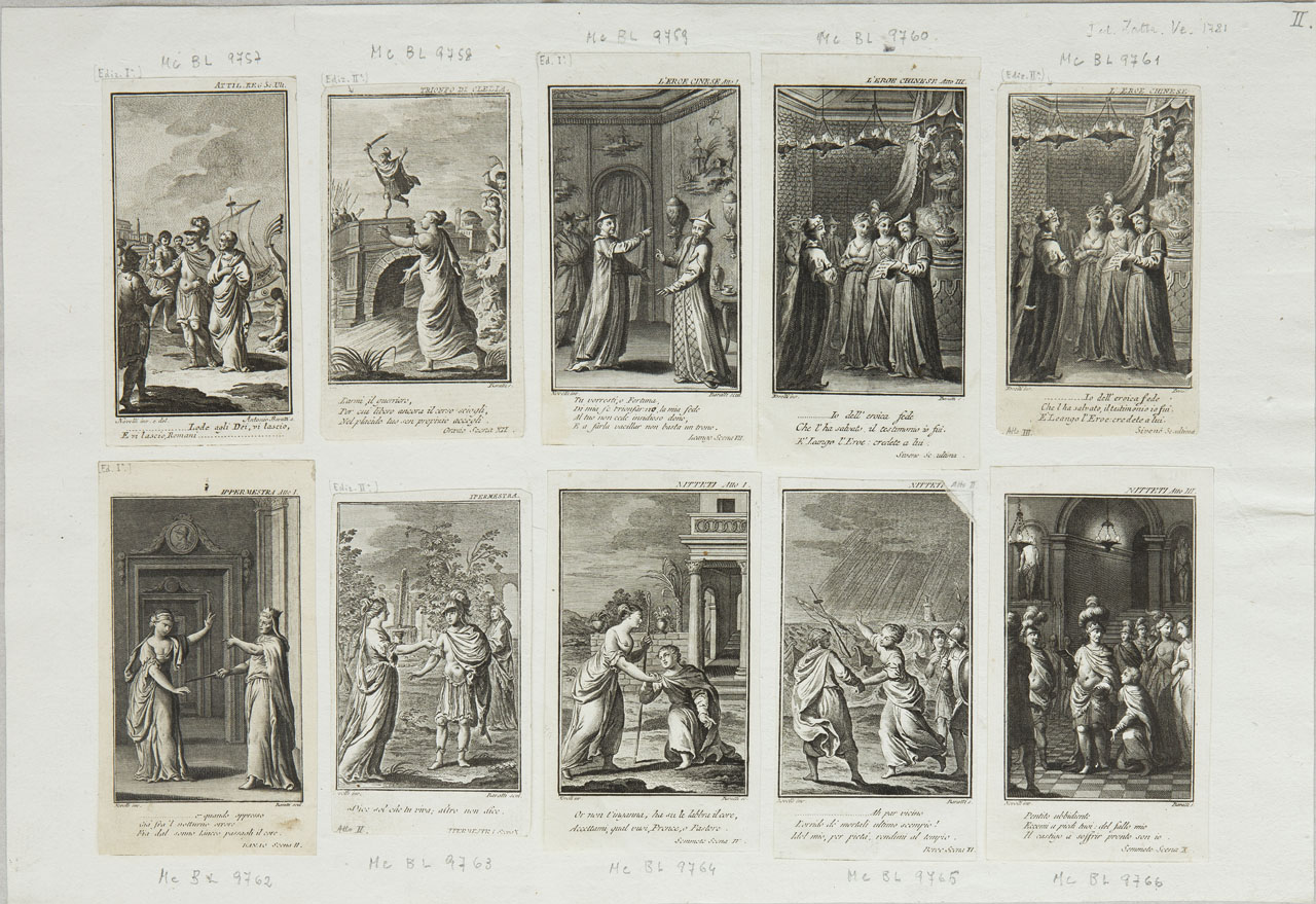 Il principe Sammate chiede perdono a suo padre Amasi, re d'Egitto (stampa tagliata) di Baratti Antonio, Novelli Pietro Antonio - ambito veneziano (XVIII)