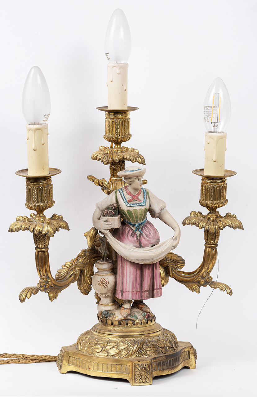 contadina (candelabro - a statuetta, opera isolata) - produzione Italia nord-occidentale (prima metà XIX)