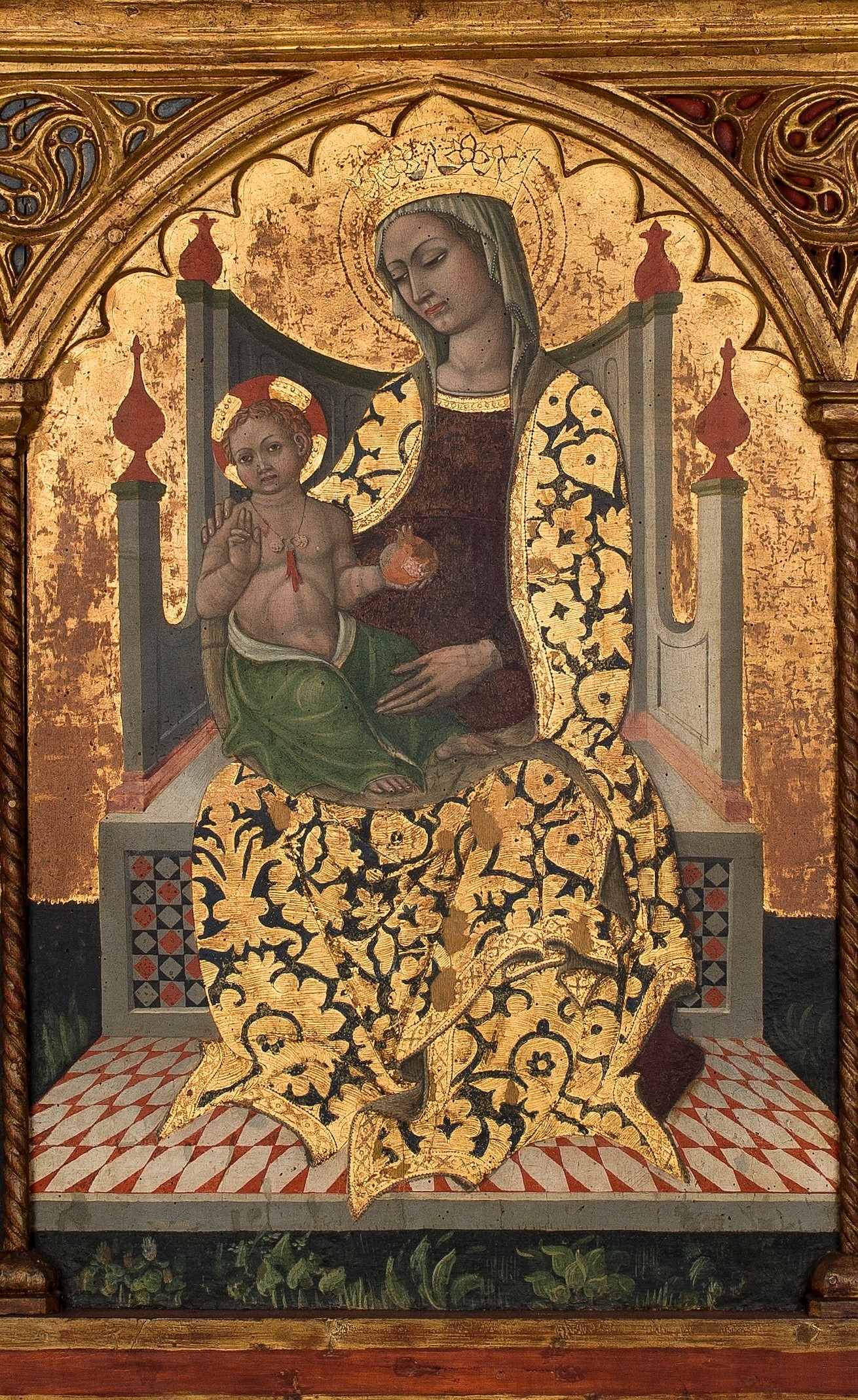Madonna del melograno, Madonna con Bambino in trono (scomparto di polittico) di Giacomo da Campli (attribuito) (seconda metà XV)