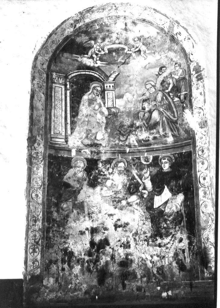 San Giovanni Battista tra Sant'Antonio abate e San Vincenzo Ferrer, San Giovanni Battista tra Sant'Antonio abate e San Vincenzo Ferrer (dipinto, complesso decorativo) - ambito abruzzese (seconda metà sec. XVI)
