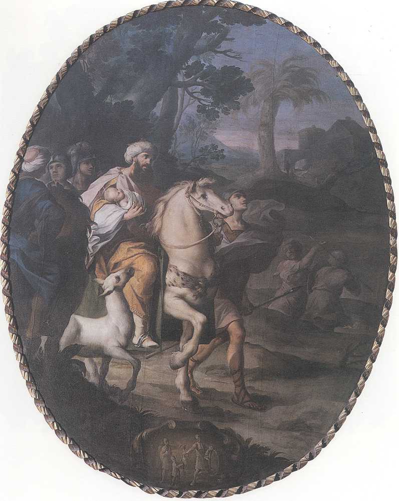 Sant'Onofrio bambino accompagnato nel monastero in Egitto, Re di Persia/ Sant'Onofrio (dipinto) di Stern Ignazio (attribuito) (sec. XVIII)
