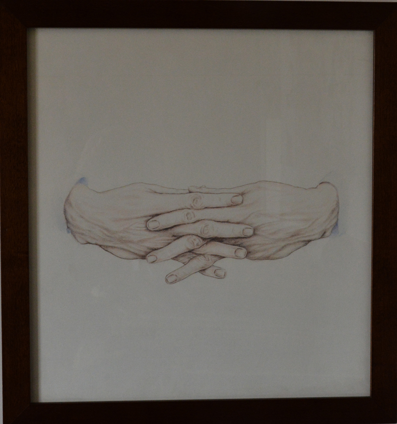 Mani, Due mani intrecciate tra loro (disegno) di Onnis, Ennio (ultimo quarto XX)