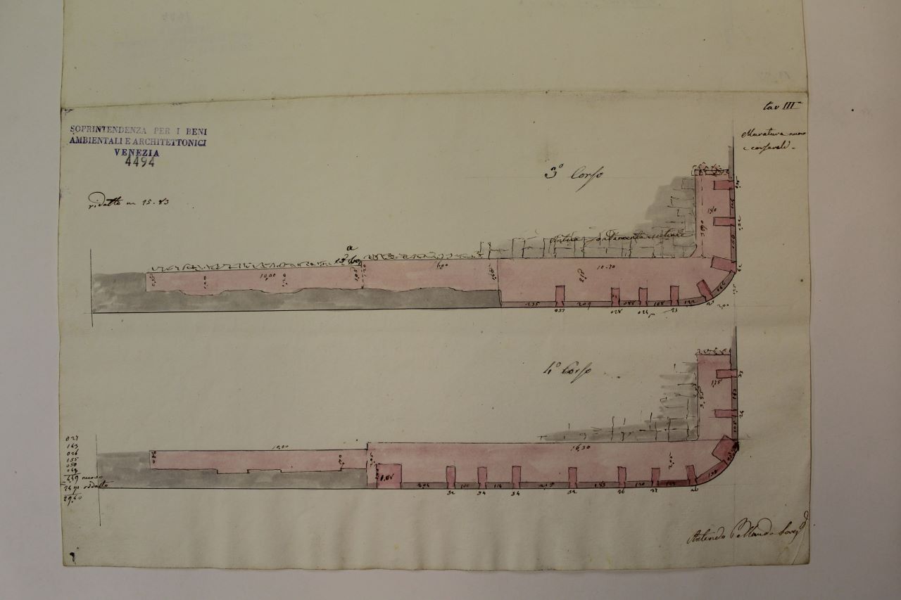 Procuratie Nuove (disegno architettonico) di Pellanda Antonio (terzo quarto XIX)