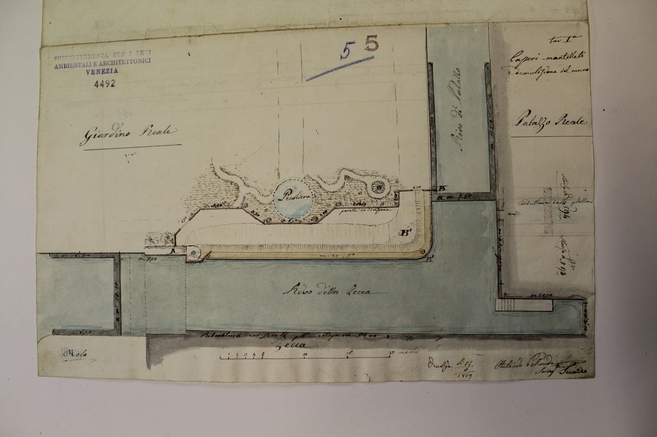 Procuratie Nuove (disegno architettonico) di Pellanda Antonio (terzo quarto XIX)