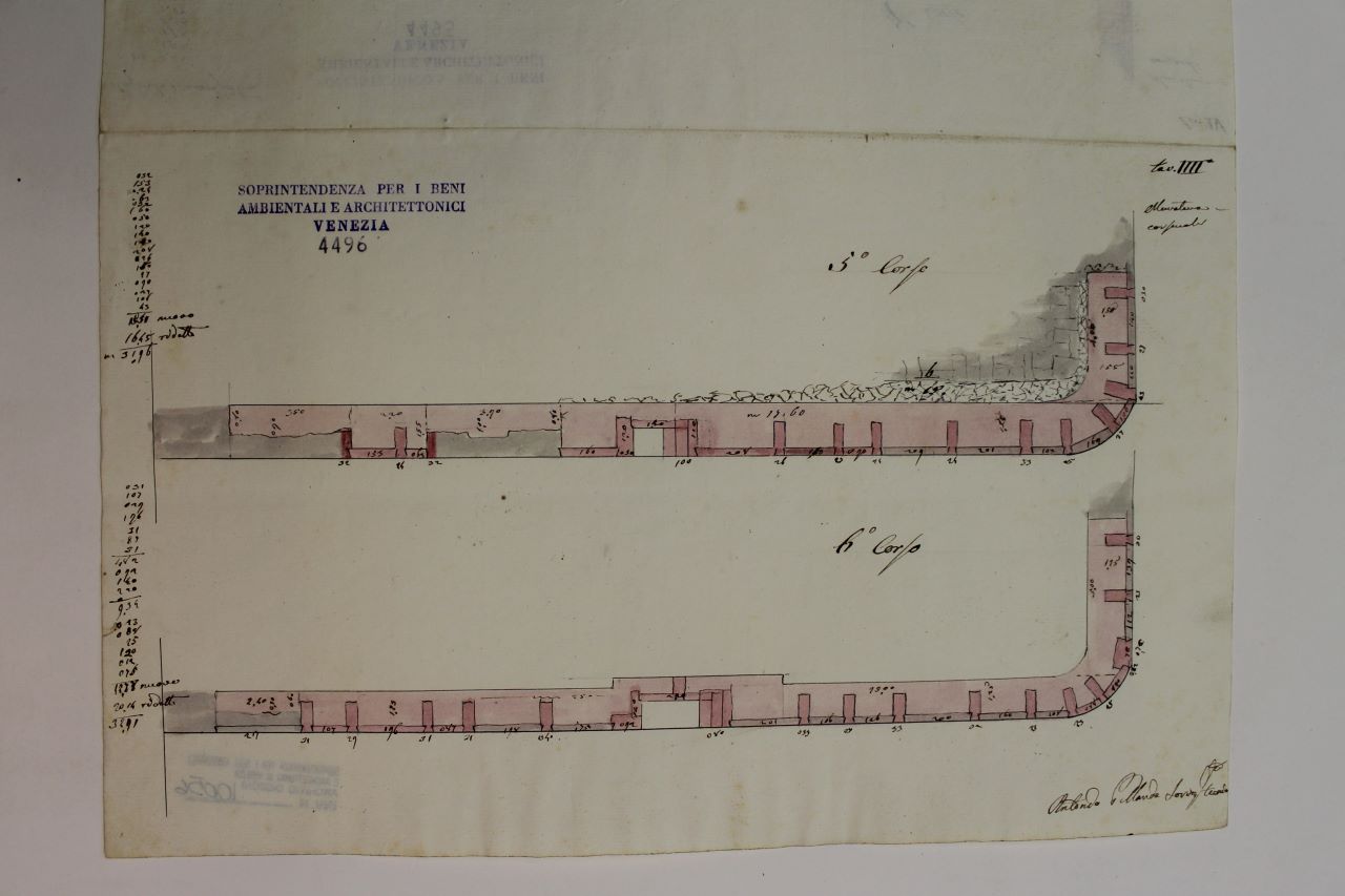 Procuratie Nuove (disegno architettonico) di Pellanda Antonio (terzo quarto XIX)