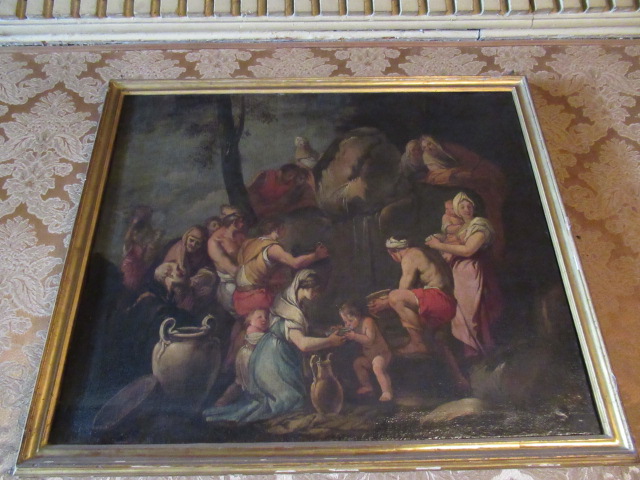 Mosè fa scaturire l'acqua dalla roccia (dipinto) - ambito veneto (inizio sec. XVIII)