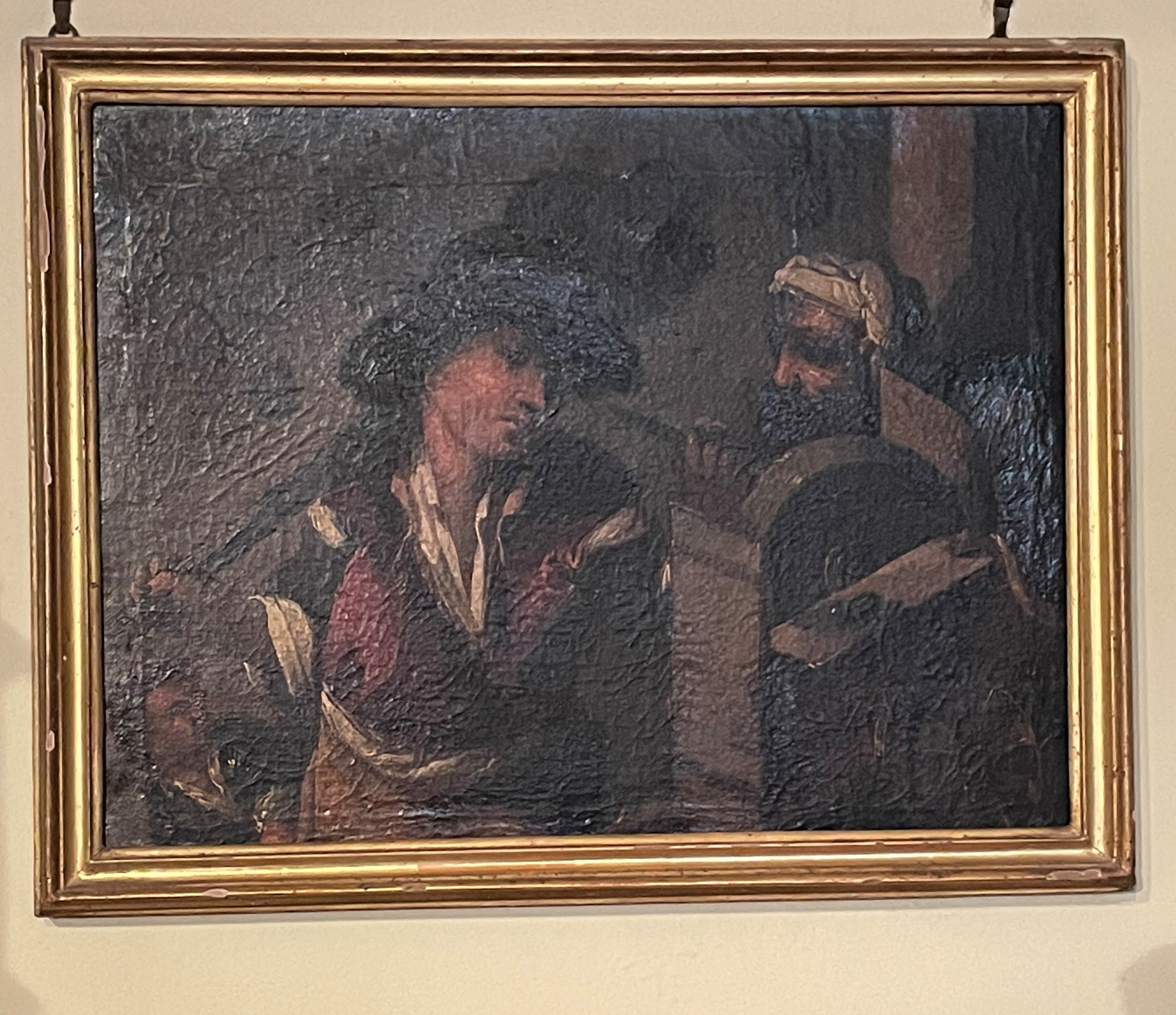 vecchio arrotino e giovane taglialegna (dipinto) - ambito veneto (prima metà sec. XVIII)