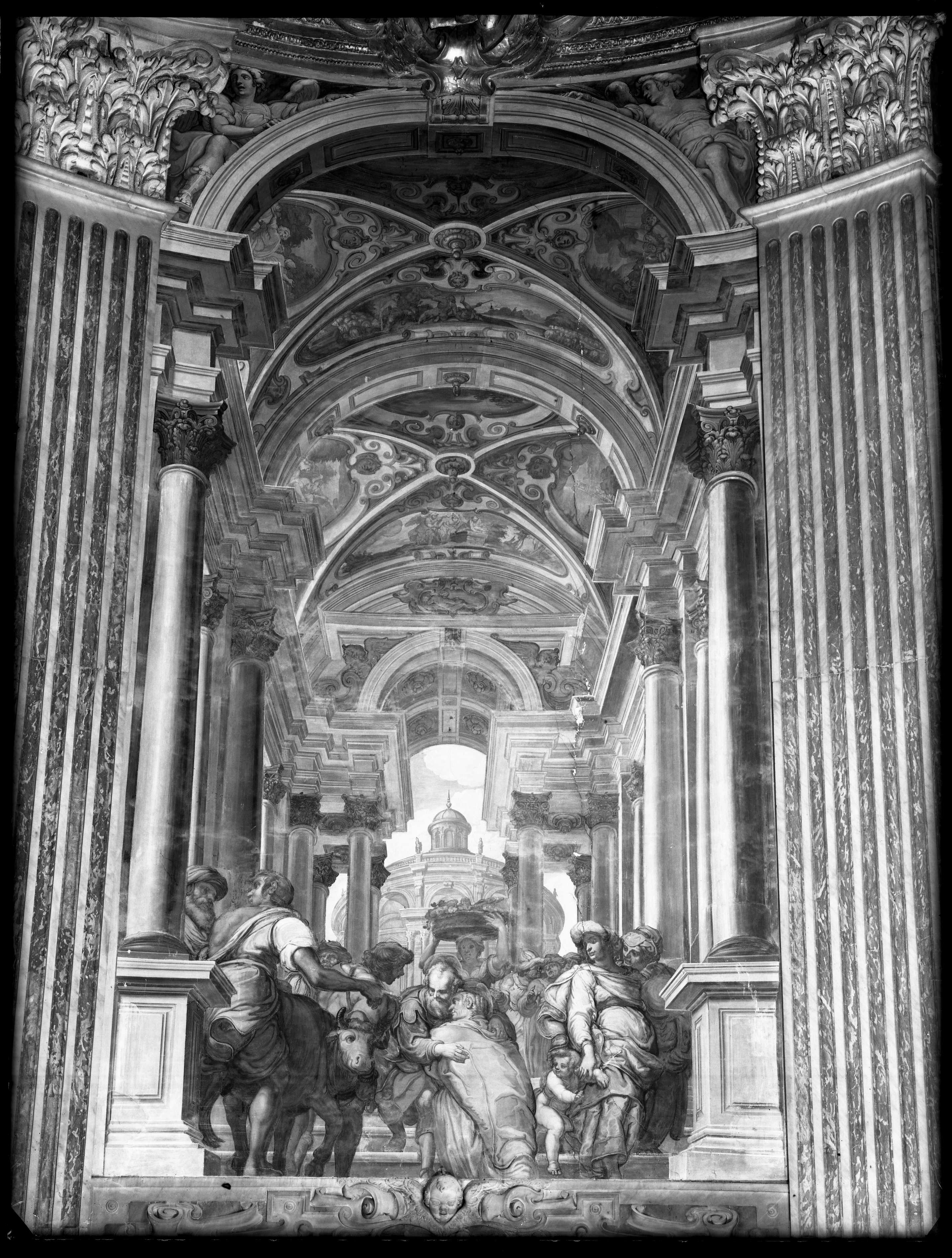 Incontro di San Gioacchino con Sant'Anna nel tempio, affreschi (negativo) di Cresta (XX)