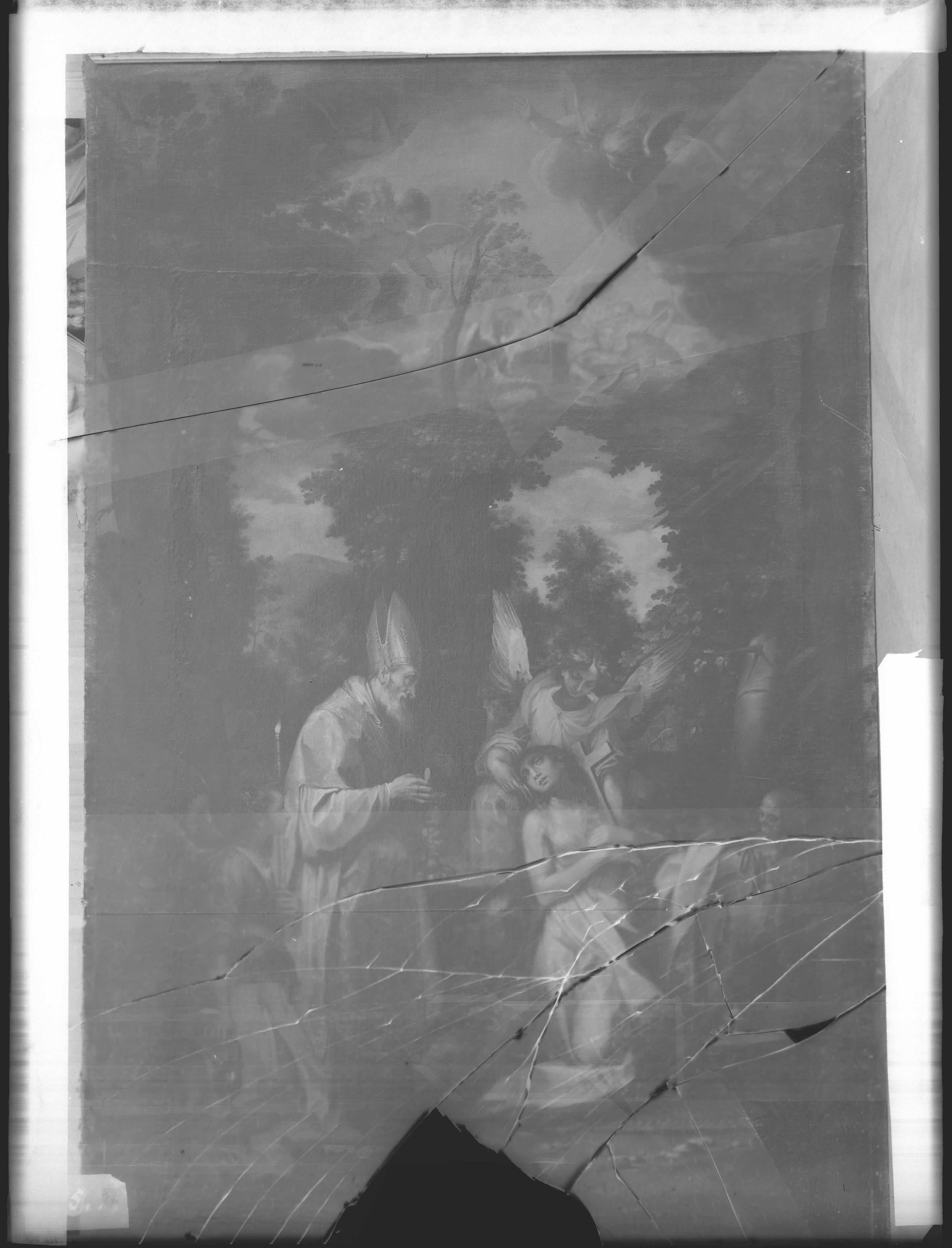 La Madonna e San Massimo che porta il viatico, dipinti (negativo) di Gasparini (XX)