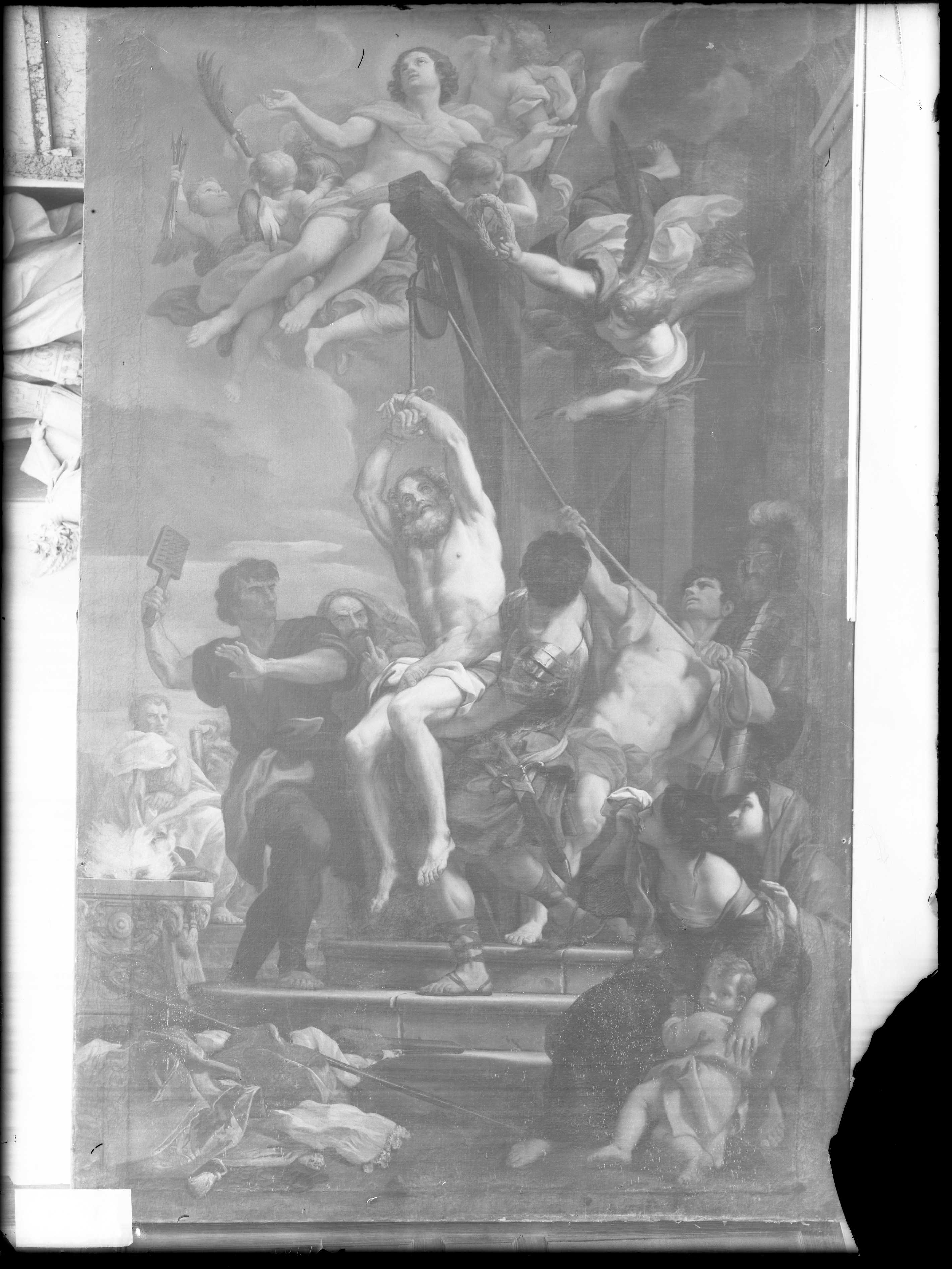 Martirio di San Biagio e gloria di San Sebastiano, dipinti (negativo) di Gasparini (XX)