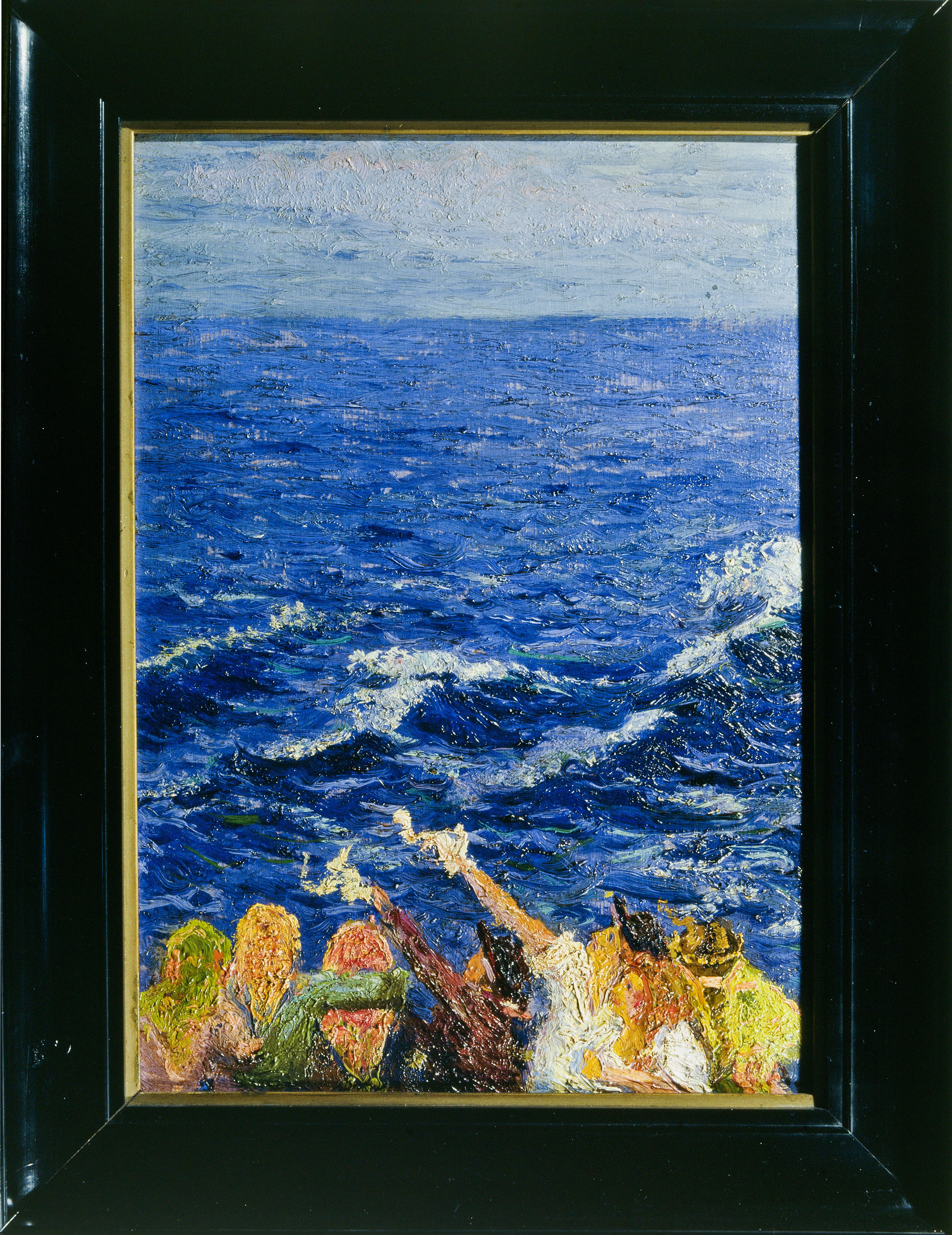 Viaggio per mare-Marina (studio di crociera), Mare e persone in primo piano (dipinto, serie) di Hendrik Christian Andersen (laboratorio) - ambito italiano (inizio XX)