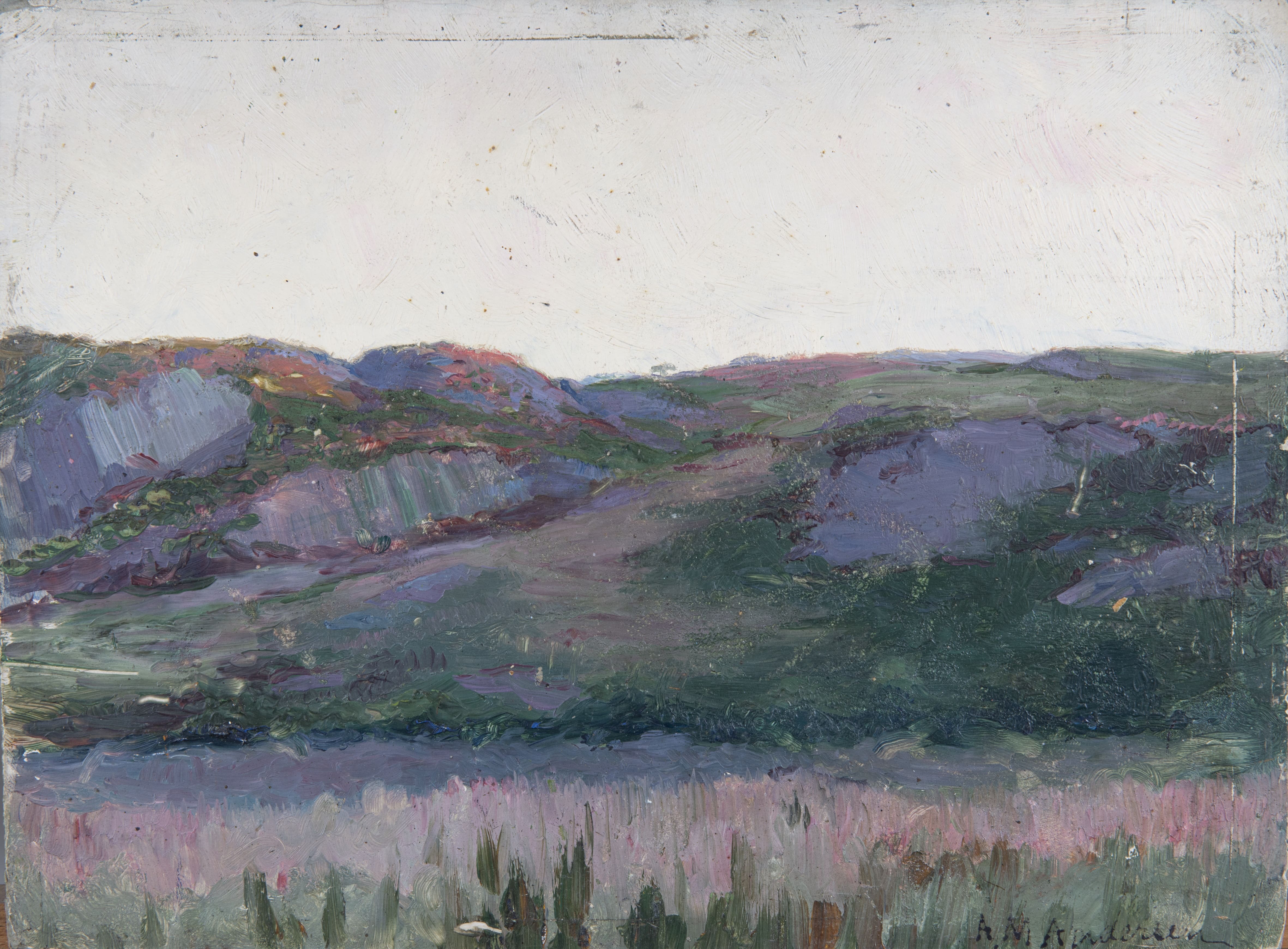 Paesaggio montuoso, paesaggio montuoso (dipinto, opera isolata) di Andreas Martin Andersen (laboratorio) - ambito italiano (fine XIX)