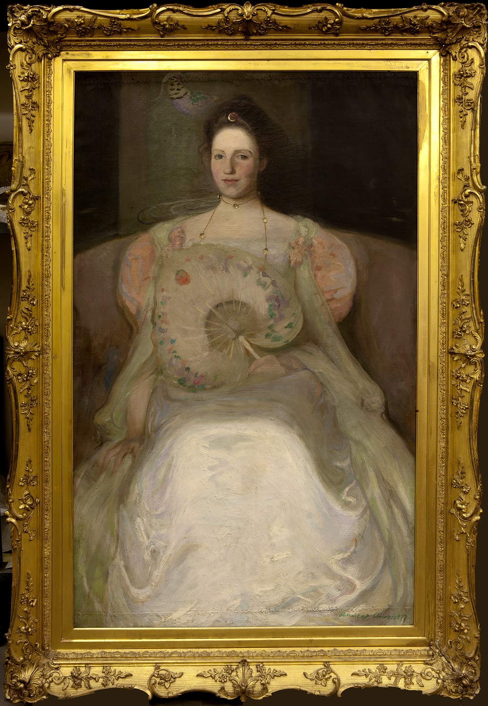 Ritratto di Olivia Cushing Andersen, Ritratto di Olivia (dipinto, opera isolata) di Andreas Martin Andersen (laboratorio) - ambito italiano (fine XIX)