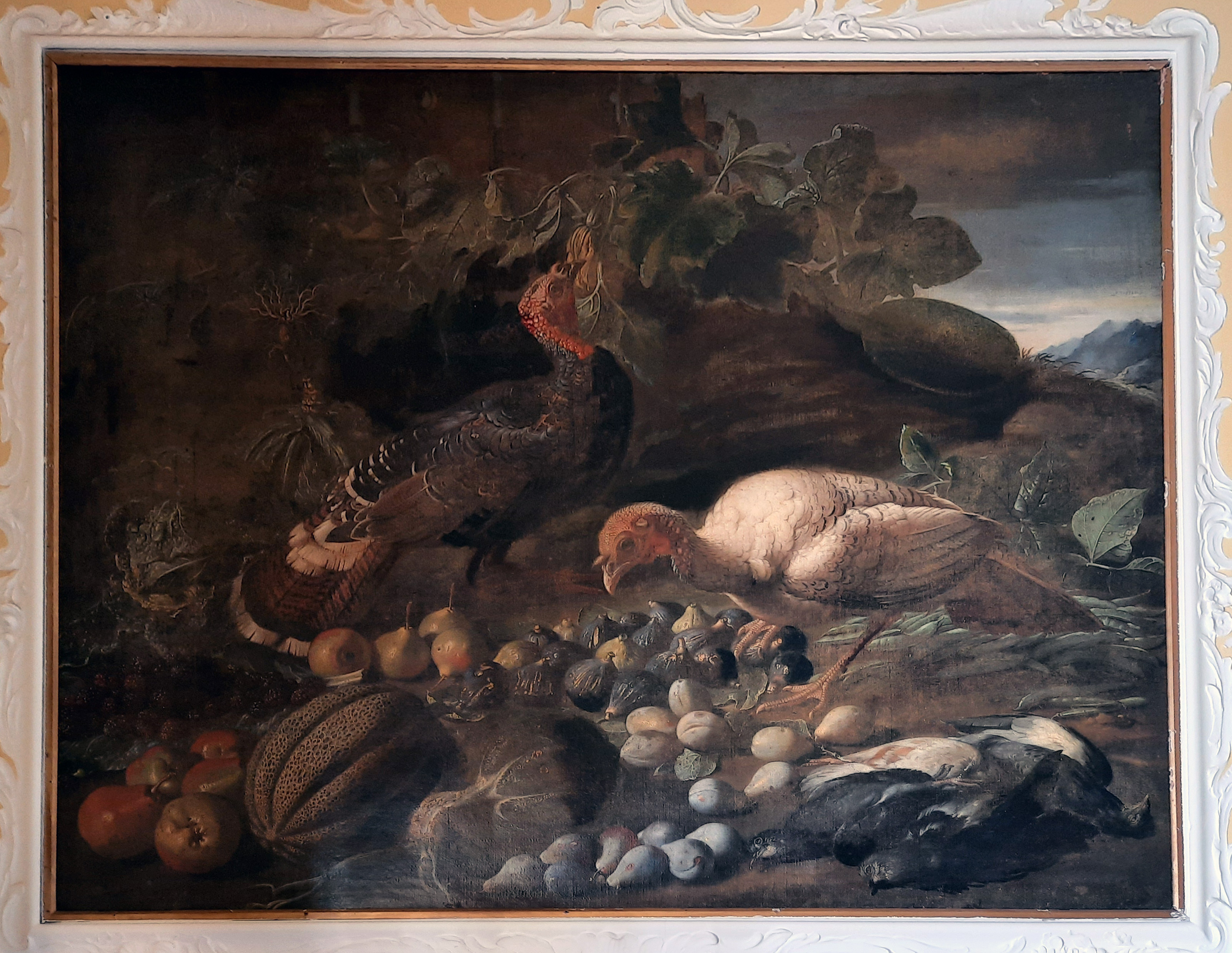 Natura morta con tacchini, frutta e verdura (dipinto) di Kerckhoven Jacob van der (attribuito) - ambito olandese (XVII)