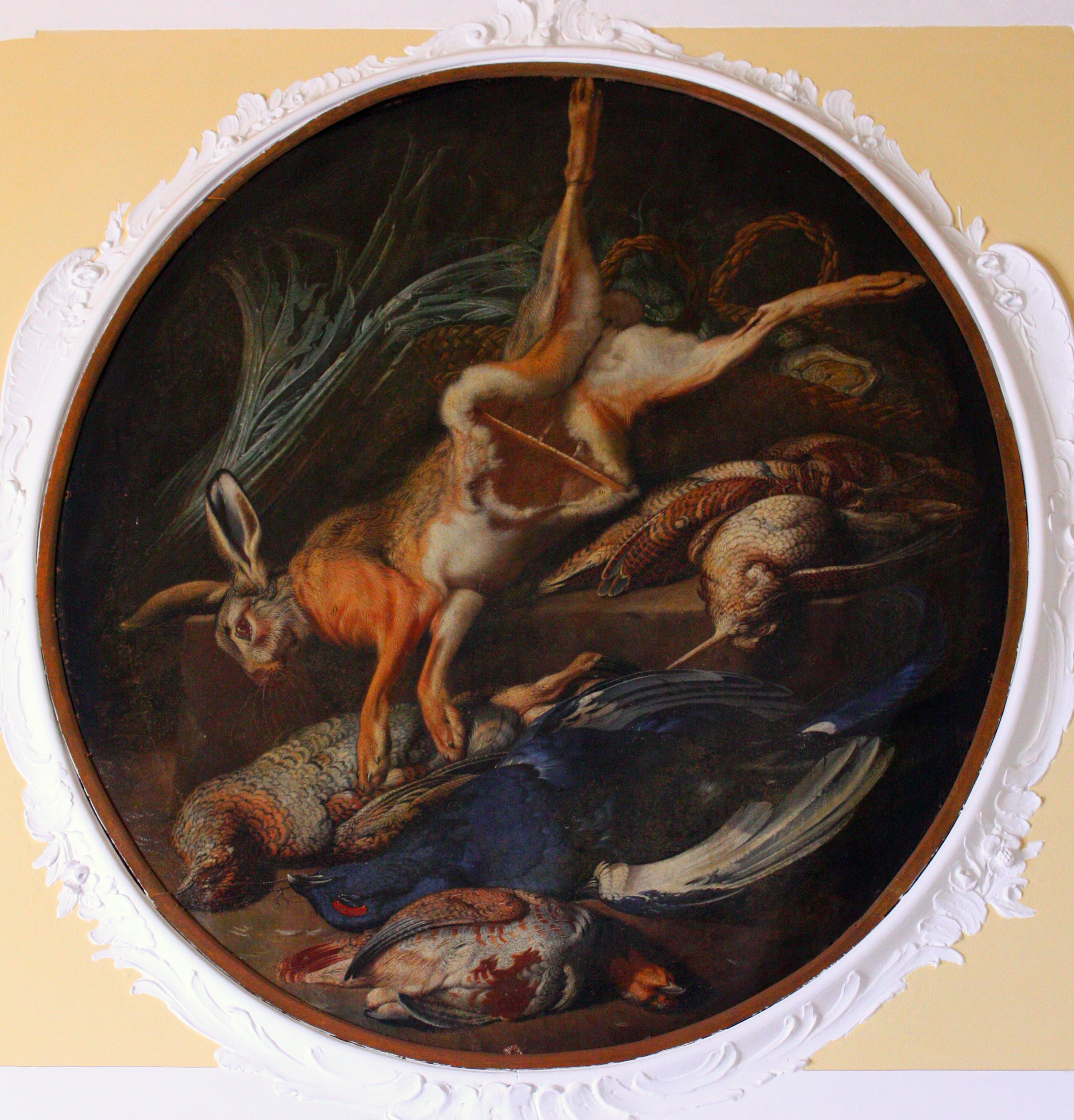 Natura morta con lepre, fagiani, quaglie e verdura (dipinto, opera isolata) di Kerckhoven Jacob van der (attribuito) - ambito olandese (XVII-XVIII)