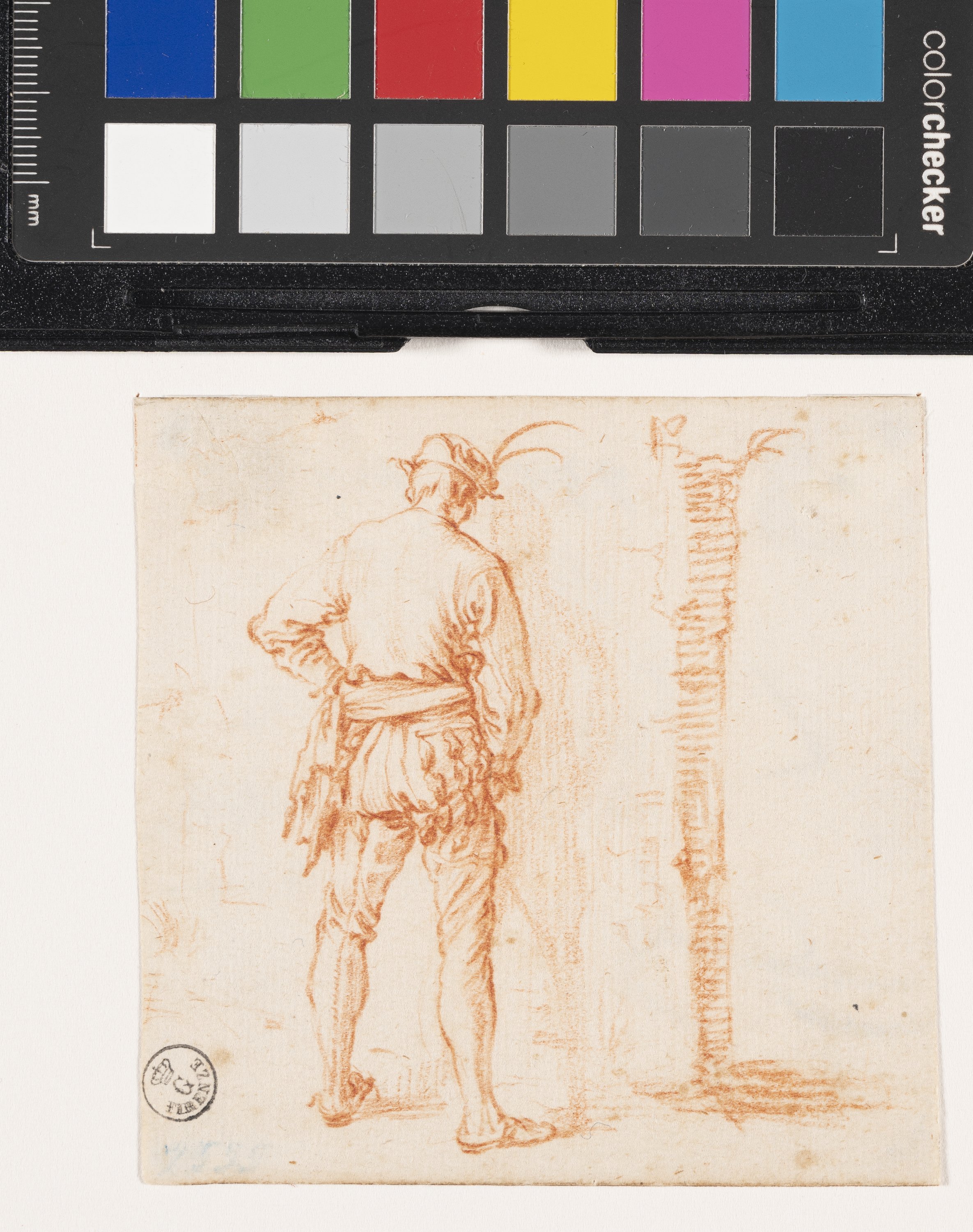 Studio di un soldato in atto di orinare (disegno) di Callot Jacques (XVII)